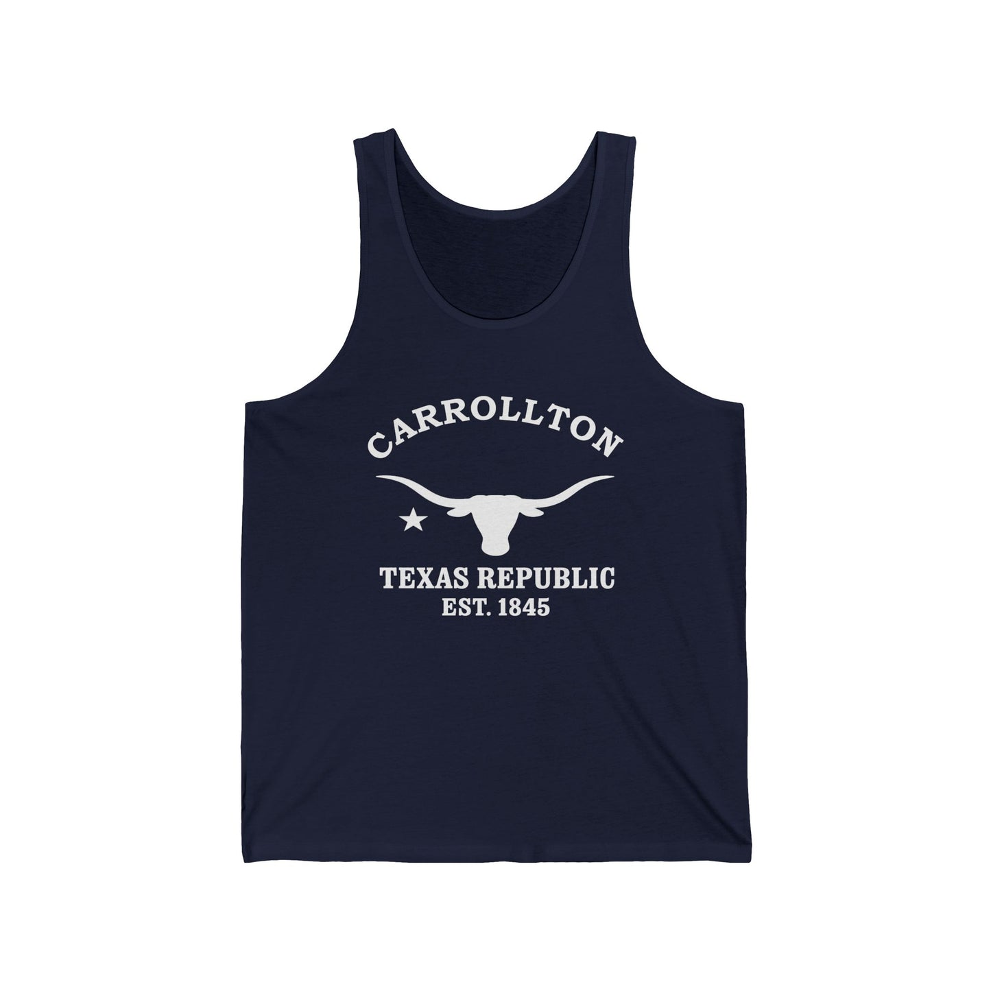 Carrollton Texas Vintage Retro Unisex Cotton Jersey Tank Top - White Logo