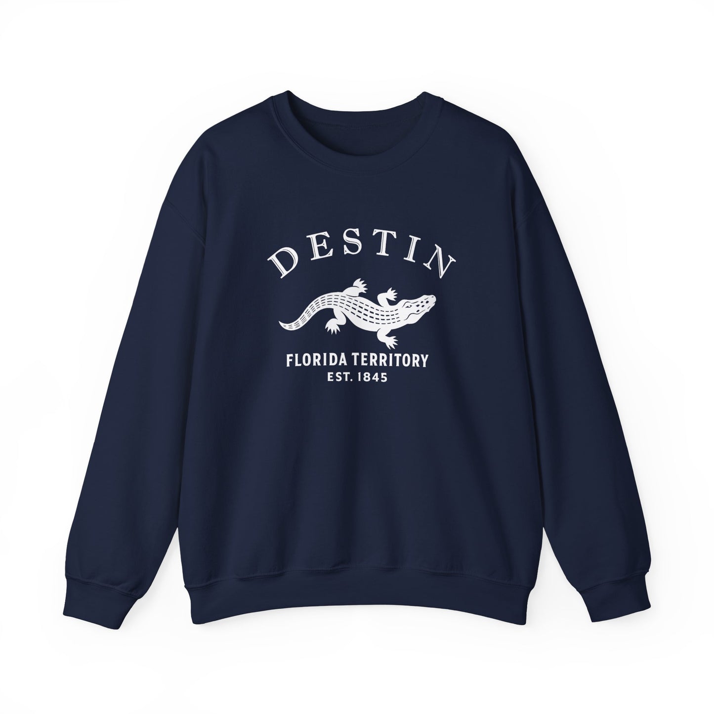 Destin Florida Vintage Retro Unisex Heavy Crewneck Sweatshirt - White Logo