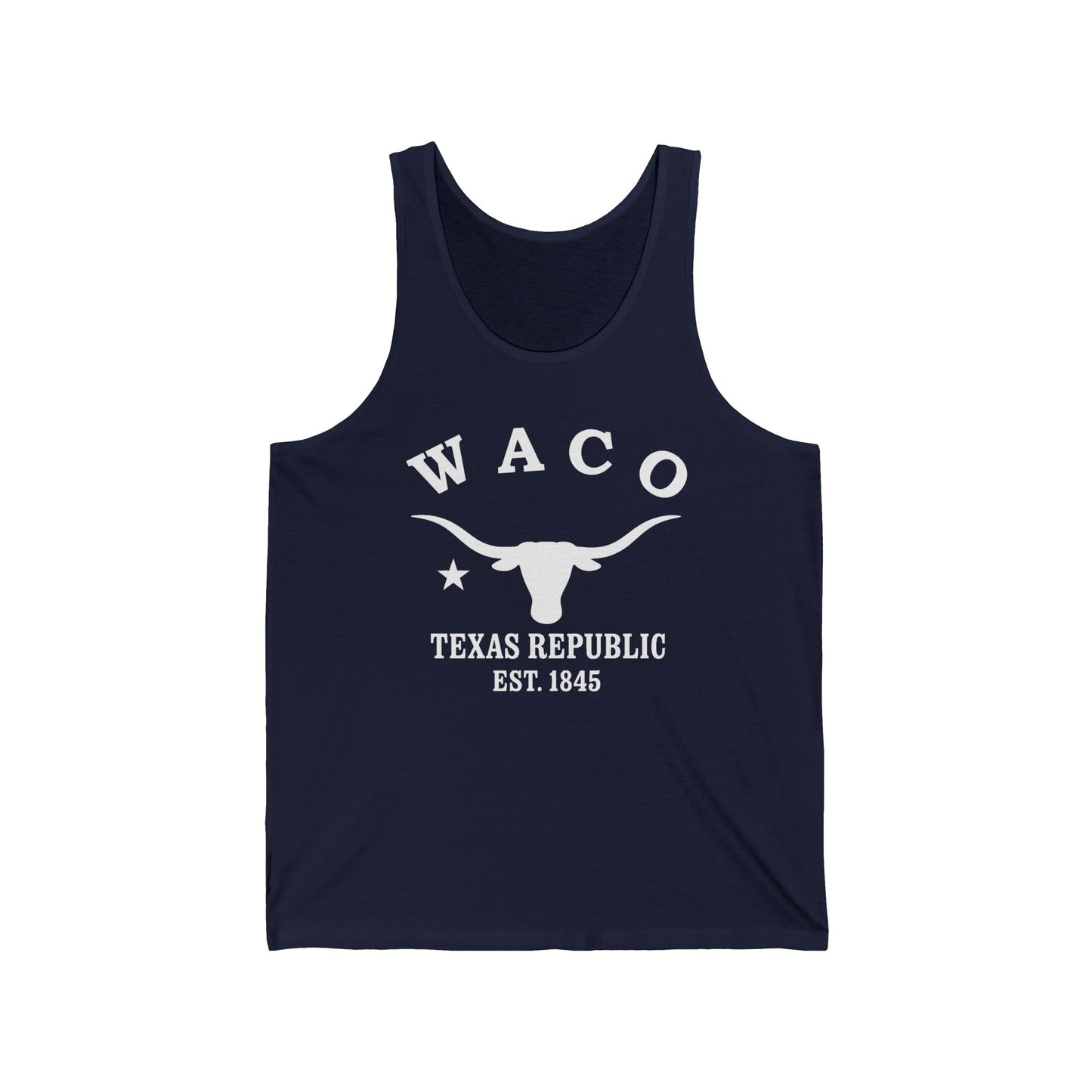 Waco Texas Unisex Cotton Jersey Tank Top - White Logo