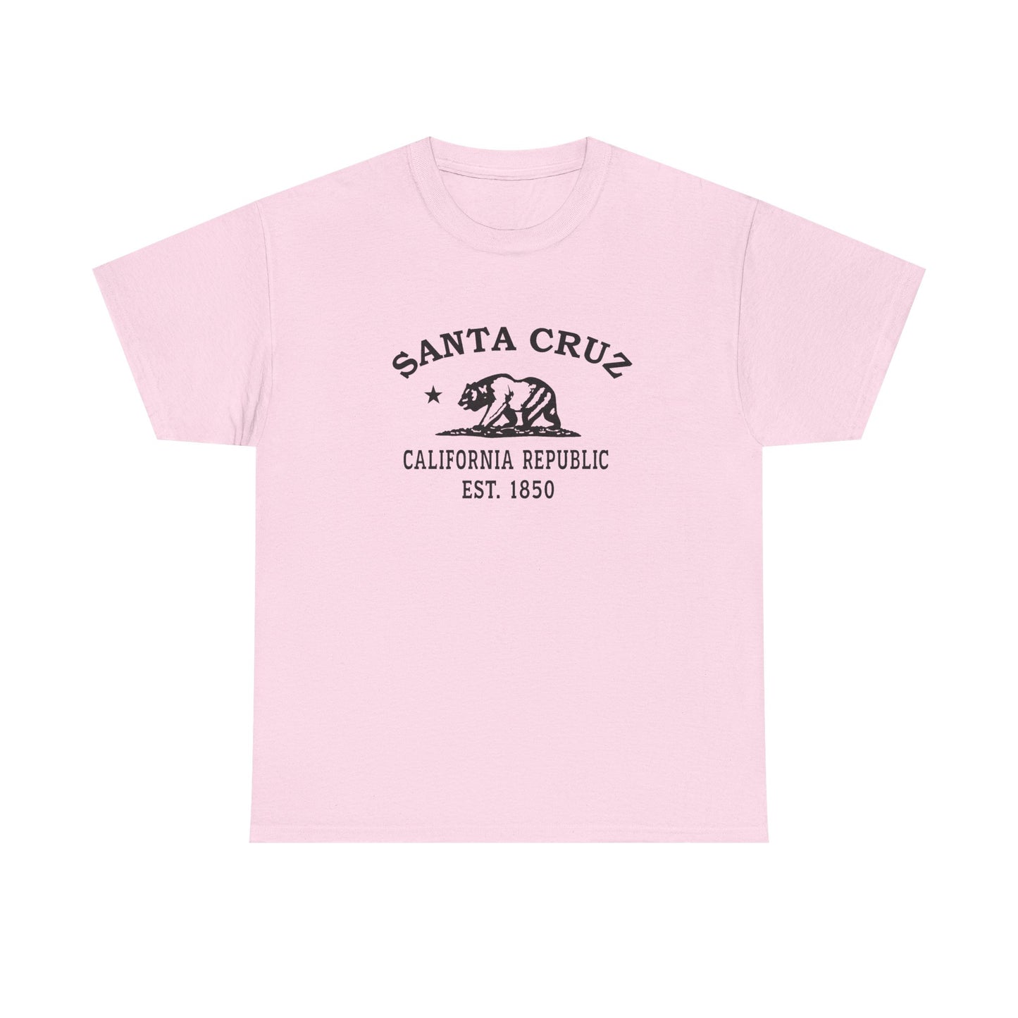 Santa Cruz California Vintage Retro Unisex Heavy Cotton Tee - Black Logo