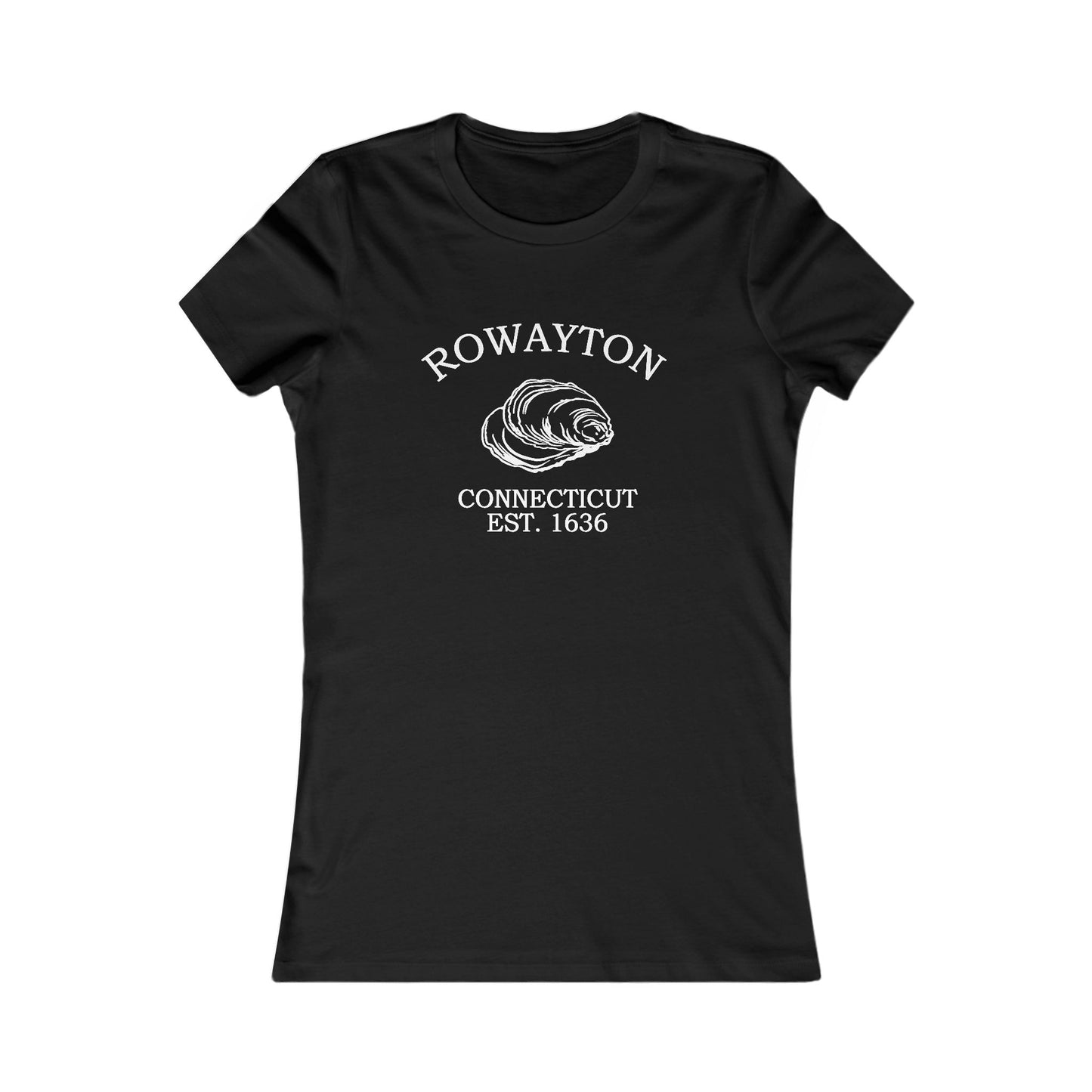 Rowayton Connecticut Vintage Retro Womens Fitted Ringspun Cotton Tee - White Logo