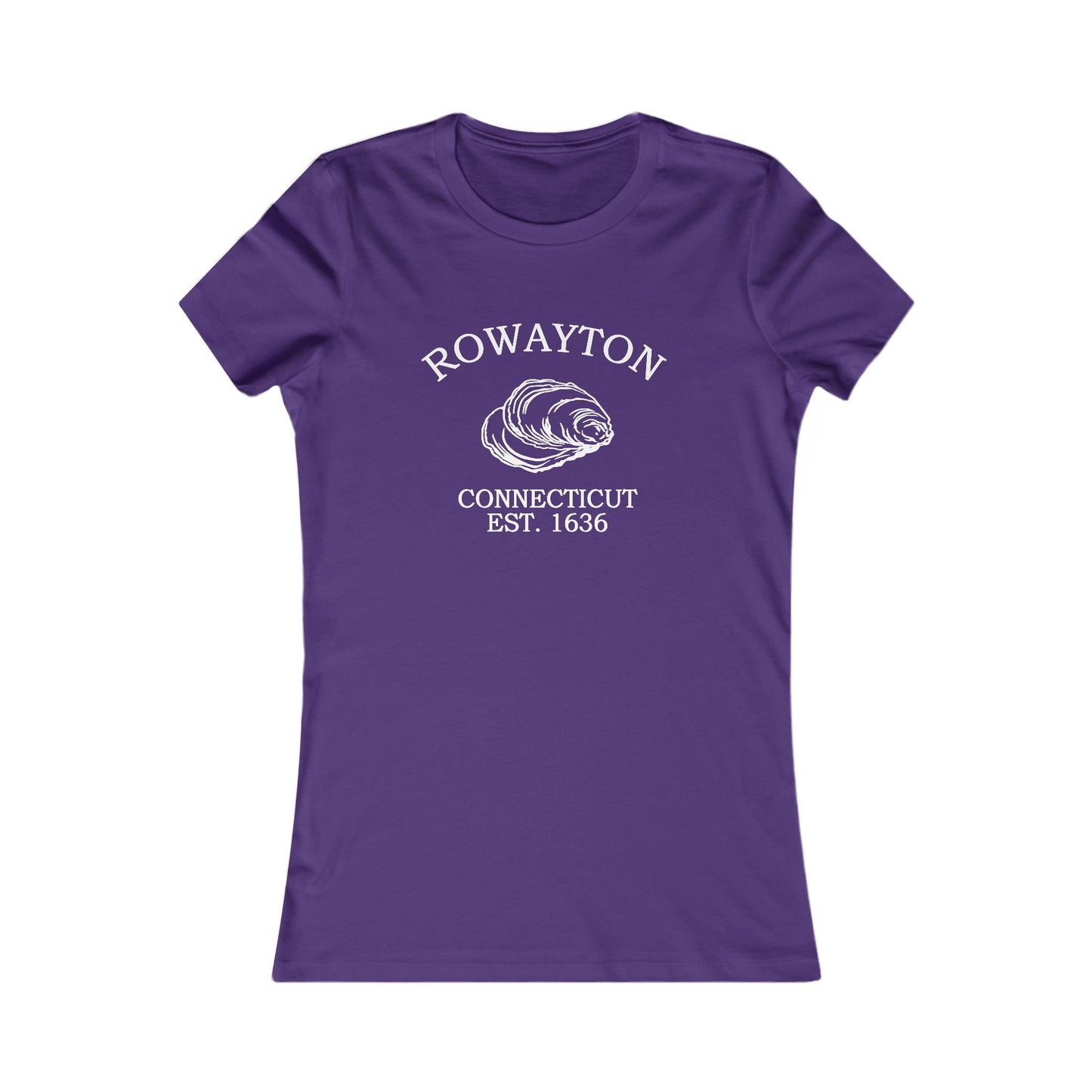 Rowayton Connecticut Vintage Retro Womens Fitted Ringspun Cotton Tee - White Logo