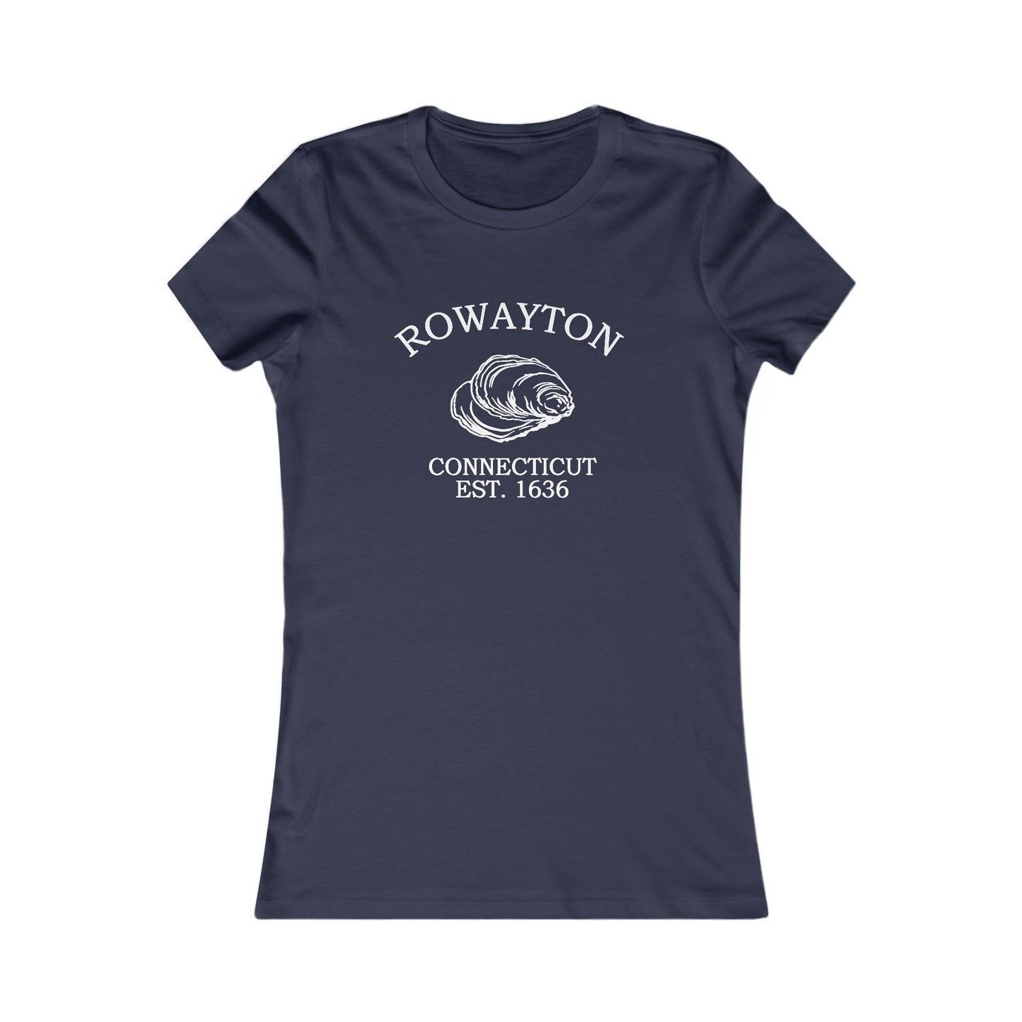 Rowayton Connecticut Vintage Retro Womens Fitted Ringspun Cotton Tee - White Logo