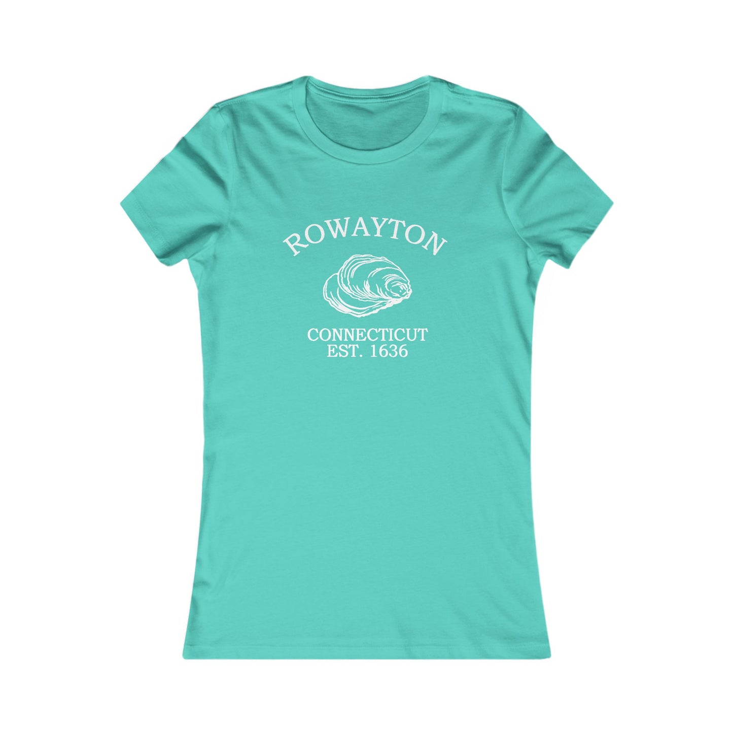 Rowayton Connecticut Vintage Retro Womens Fitted Ringspun Cotton Tee - White Logo