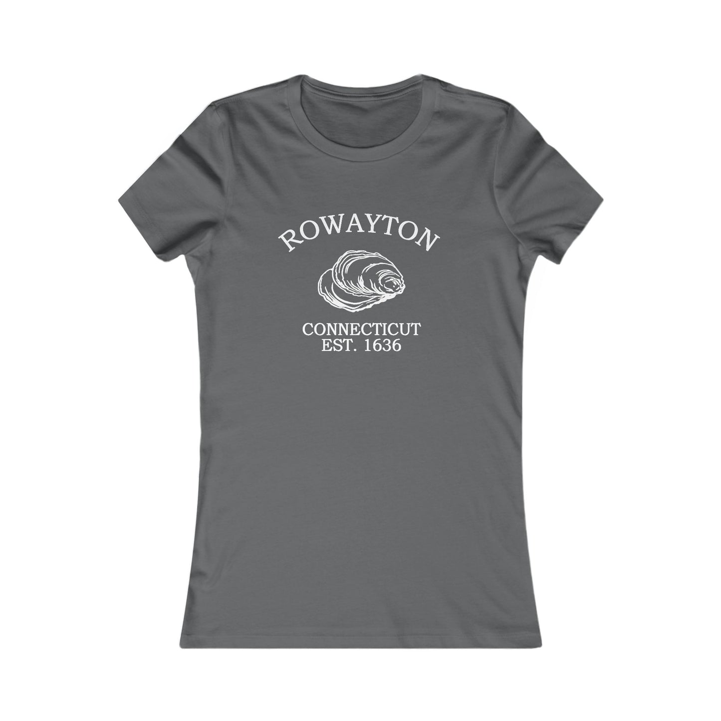 Rowayton Connecticut Vintage Retro Womens Fitted Ringspun Cotton Tee - White Logo