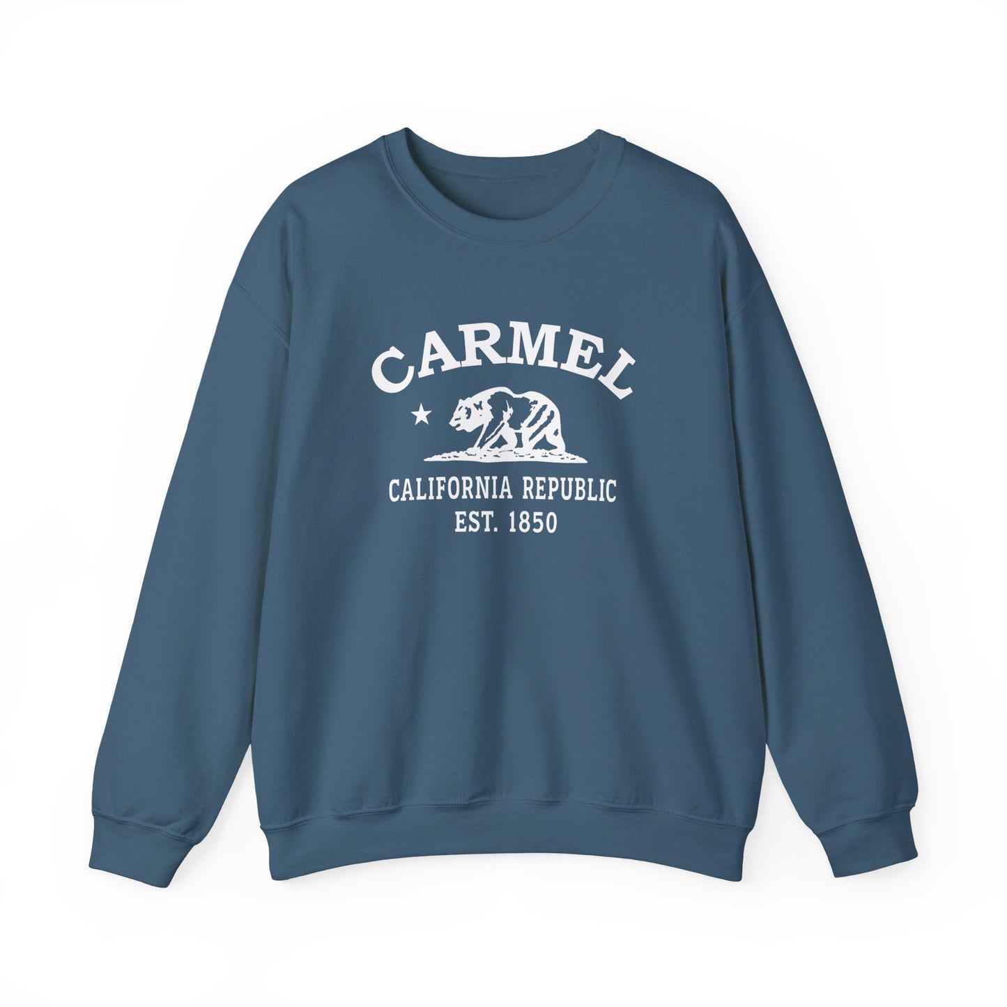 Carmel California Vintage Retro Unisex Heavy Crewneck Sweatshirt - White Logo