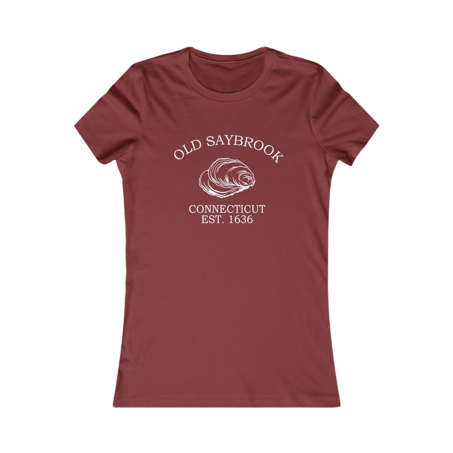 Old Saybrook Connecticut Vintage Retro Womens Fitted Ringspun Cotton Tee - White Logo