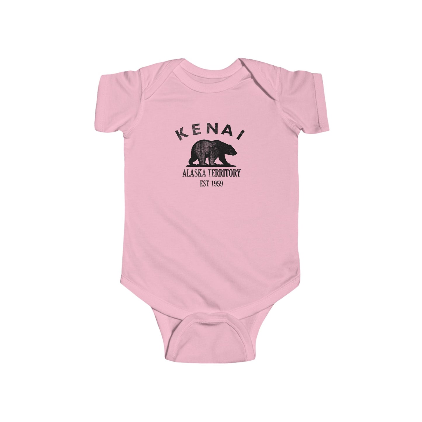 Kenai Alaska Vintage Retro Cotton Jersey Baby Bodysuit - Black Logo