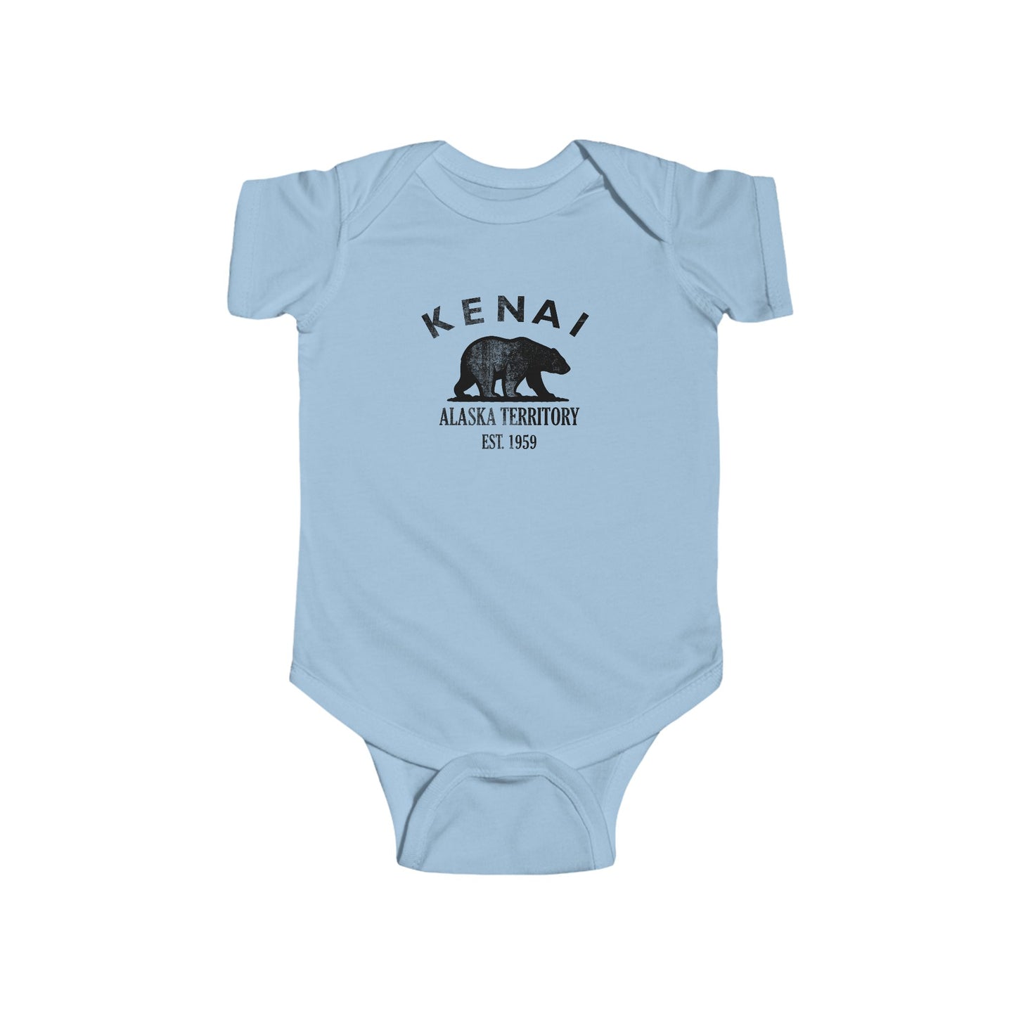 Kenai Alaska Vintage Retro Cotton Jersey Baby Bodysuit - Black Logo