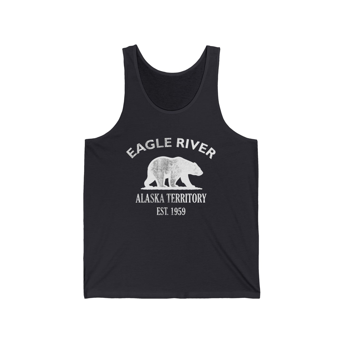 Eagle River Alaska Vintage Retro Unisex Cotton Jersey Tank Top - White Logo