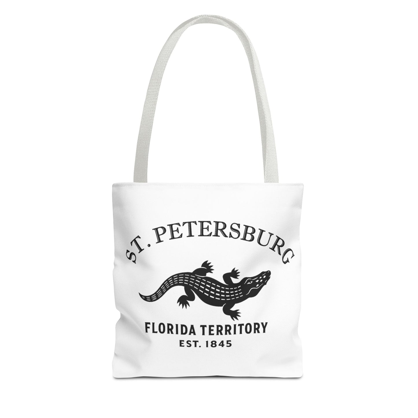 St Petersburg Florida Vintage Retro Light Canvas Tote - Black Logo