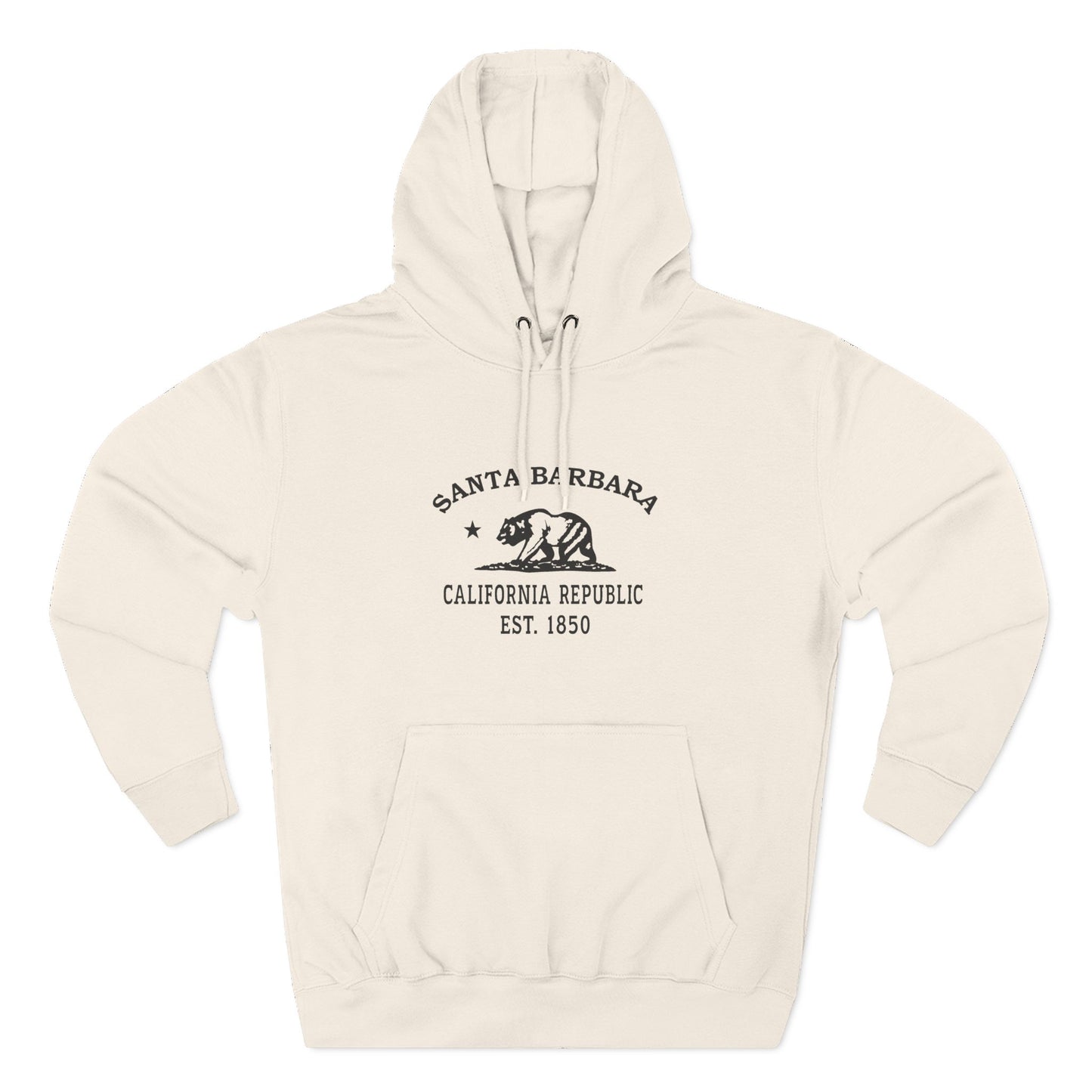 Santa Barbara California Vintage Retro Unisex Heavy Cotton Hoodie - Black Logo