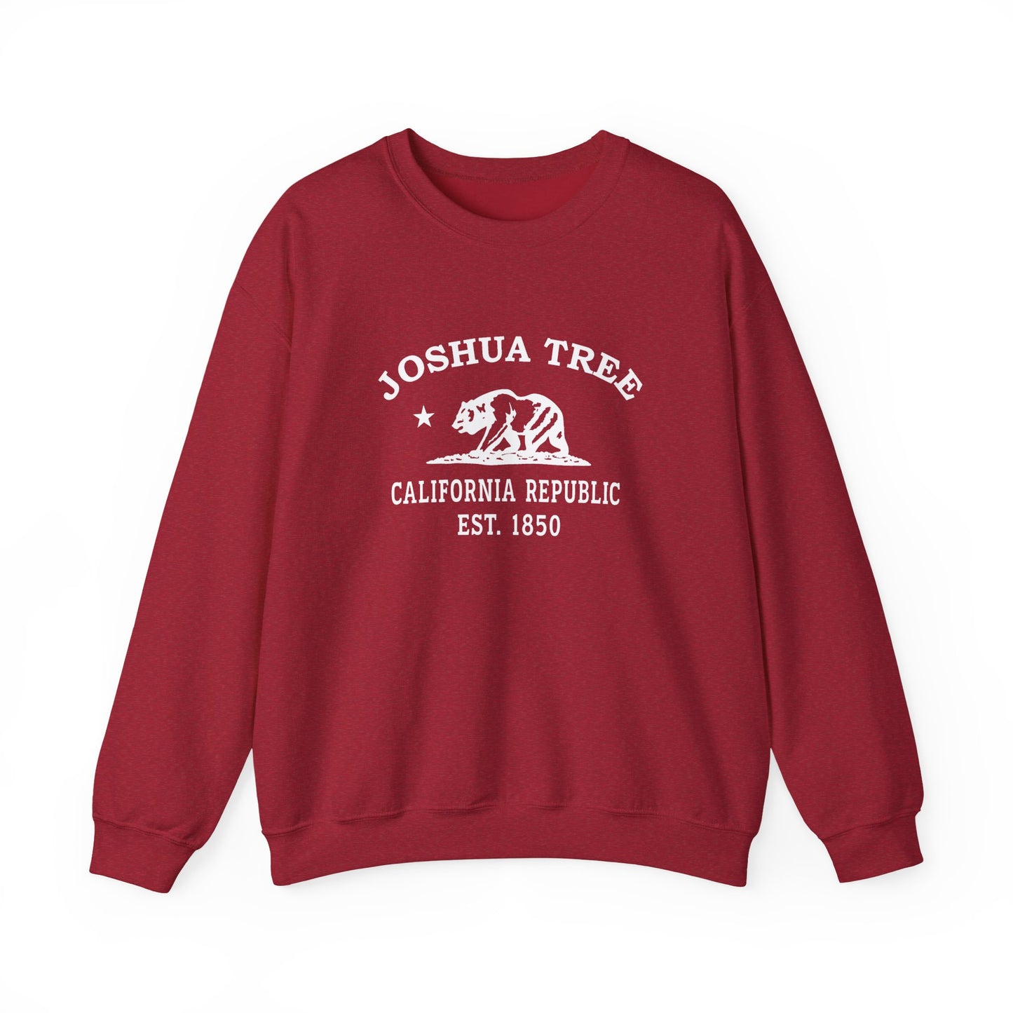Joshua Tree California Vintage Retro Unisex Heavy Crewneck Sweatshirt - White Logo