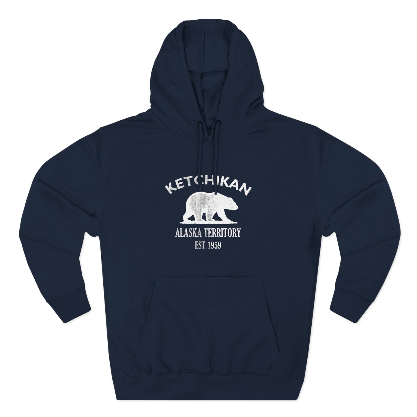 Ketchikan Alaska Vintage Retro Unisex Heavy Cotton Hoodie - White Logo