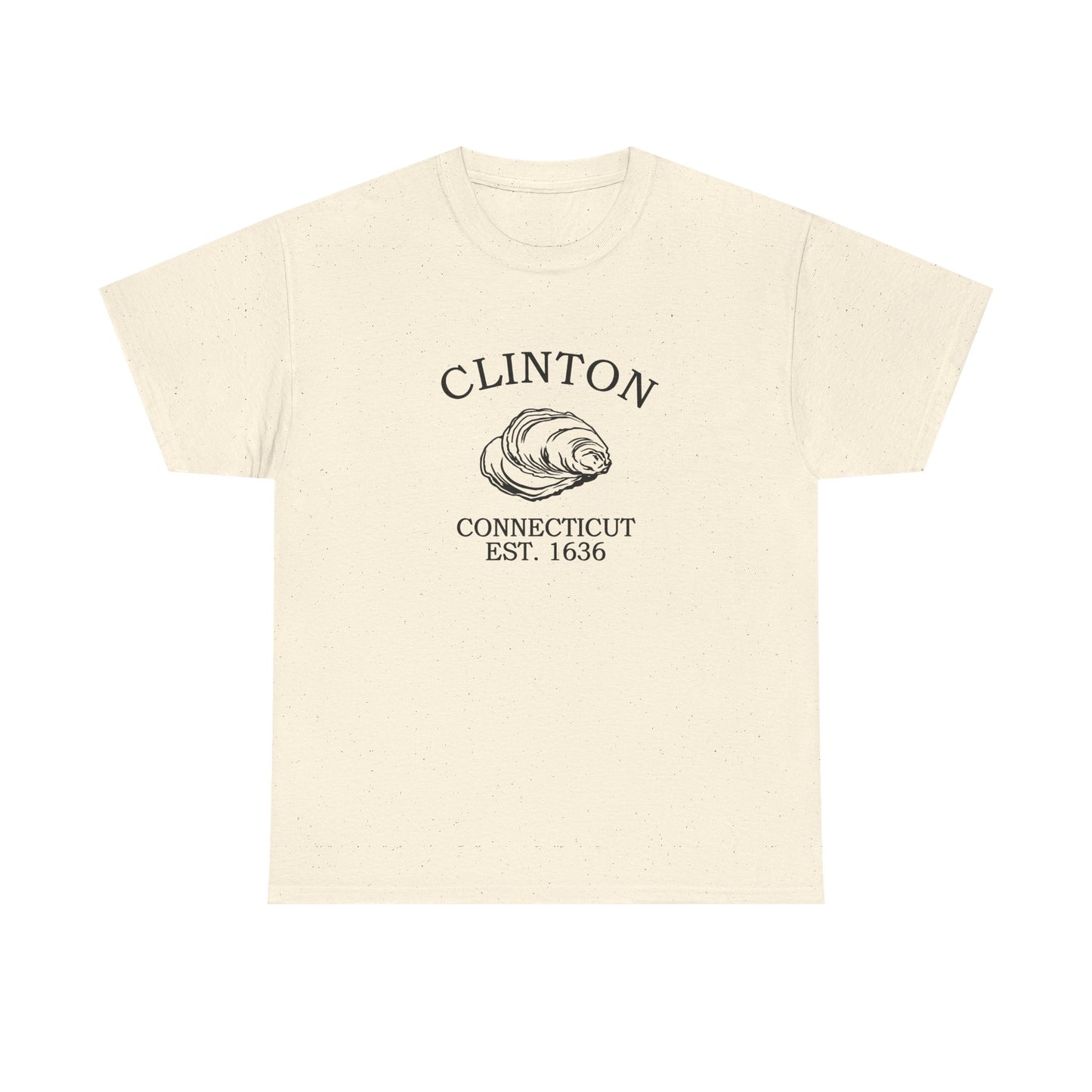 Clinton Connecticut Vintage Retro Unisex Heavy Cotton Tee - Black Logo