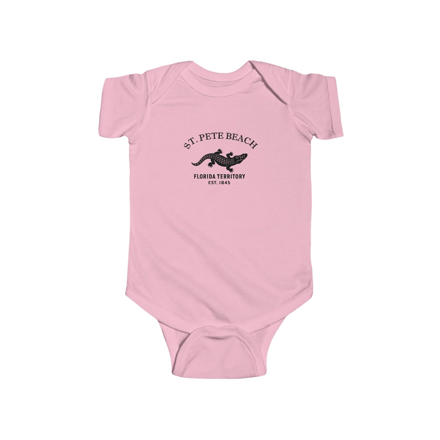 St Pete Beach Florida Vintage Retro Cotton Jersey Baby Bodysuit - Black Logo