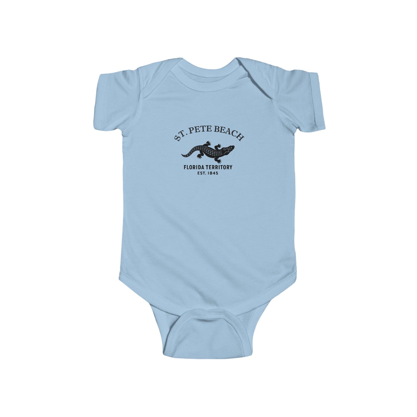 St Pete Beach Florida Vintage Retro Cotton Jersey Baby Bodysuit - Black Logo