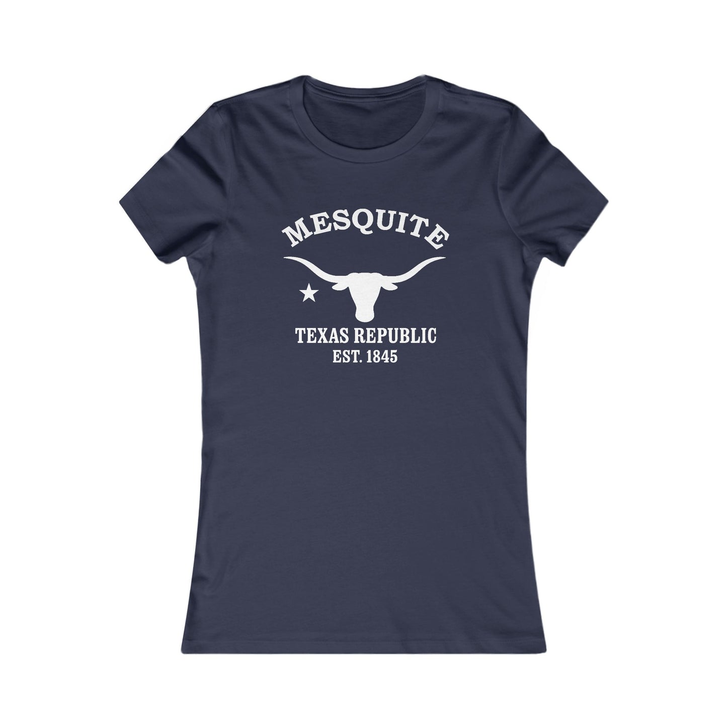 Mesquite Texas Vintage Retro Womens Fitted Ringspun Cotton Tee - White Logo