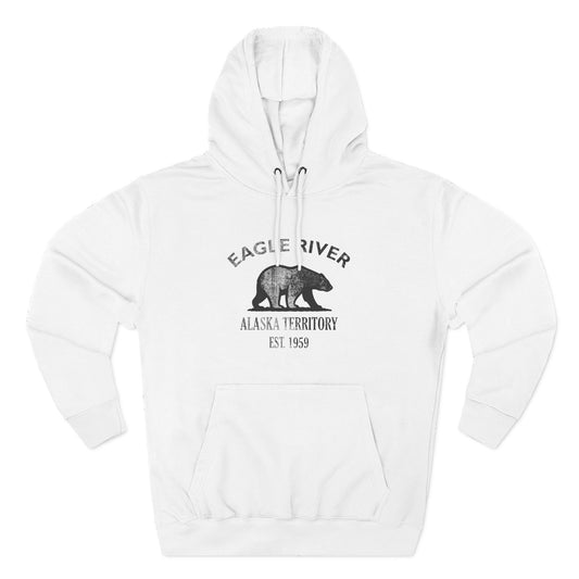 Eagle River Alaska Vintage Retro Unisex Heavy Cotton Hoodie - Black Logo