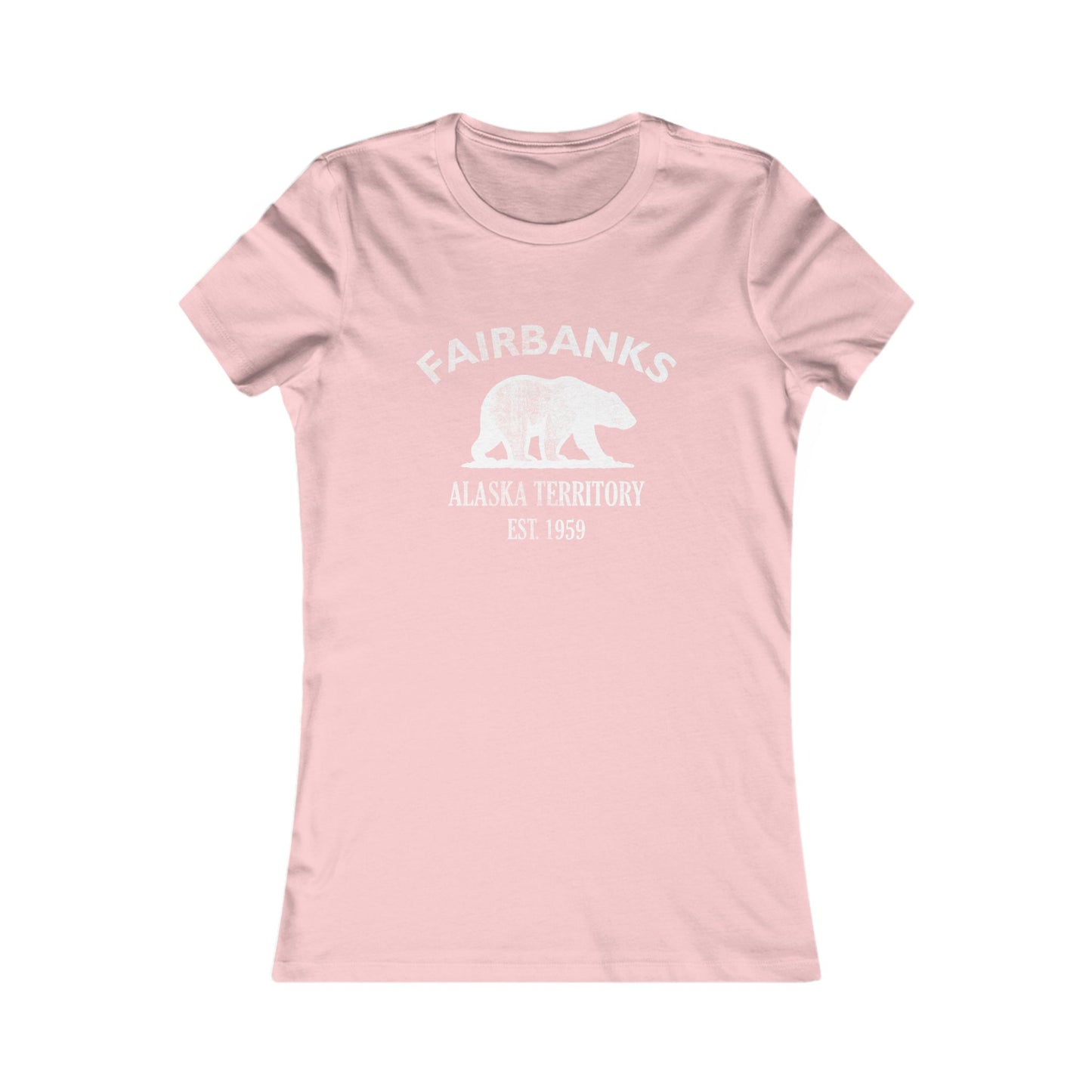 Fairbanks Alaska Vintage Retro Womens Fitted Ringspun Cotton Tee - White Logo