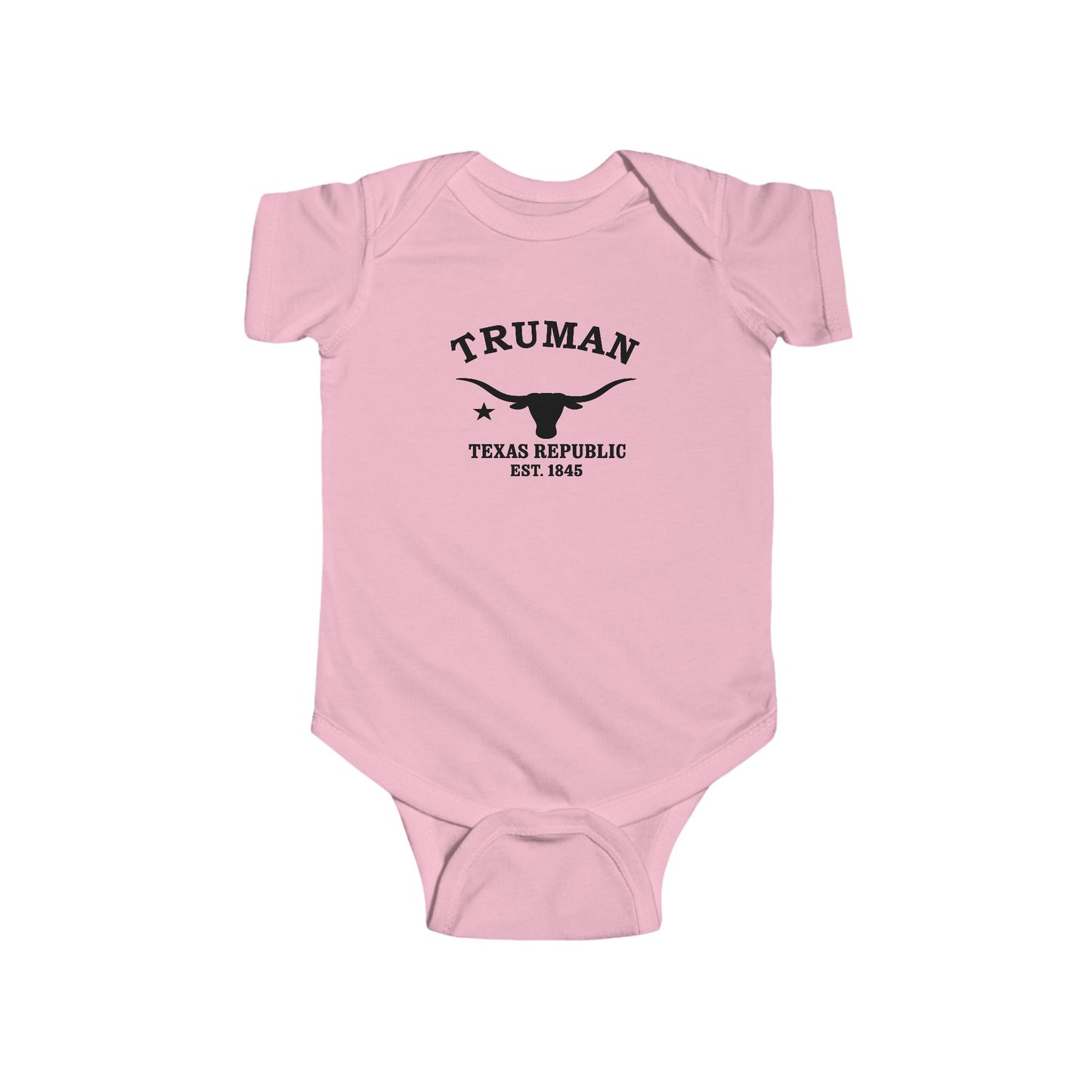 Truman Texas Vintage Retro Cotton Jersey Baby Bodysuit - Black Logo