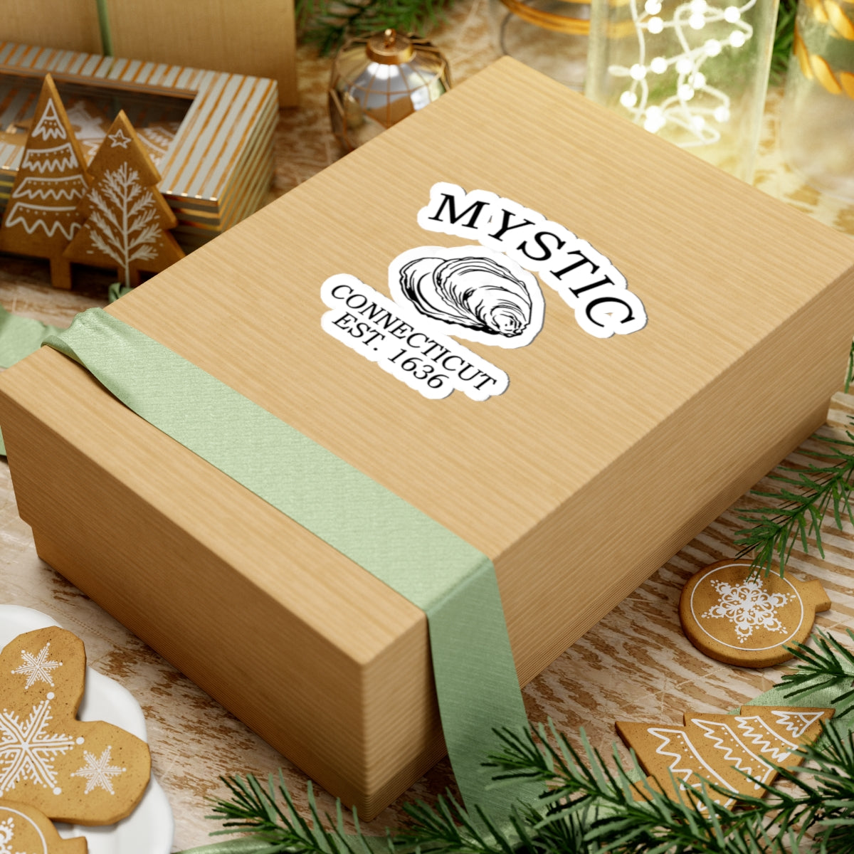 Mystic Connecticut Vintage Retro Vinyl Sticker - Black Logo