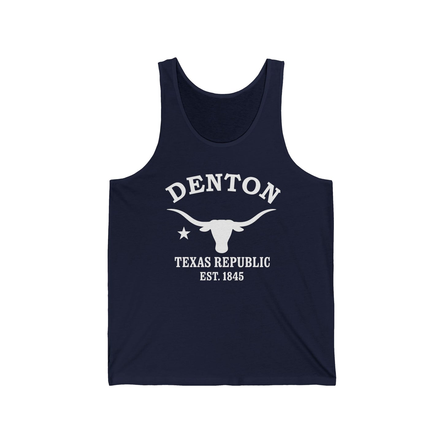 Denton Texas Vintage Retro Unisex Cotton Jersey Tank Top - White Logo