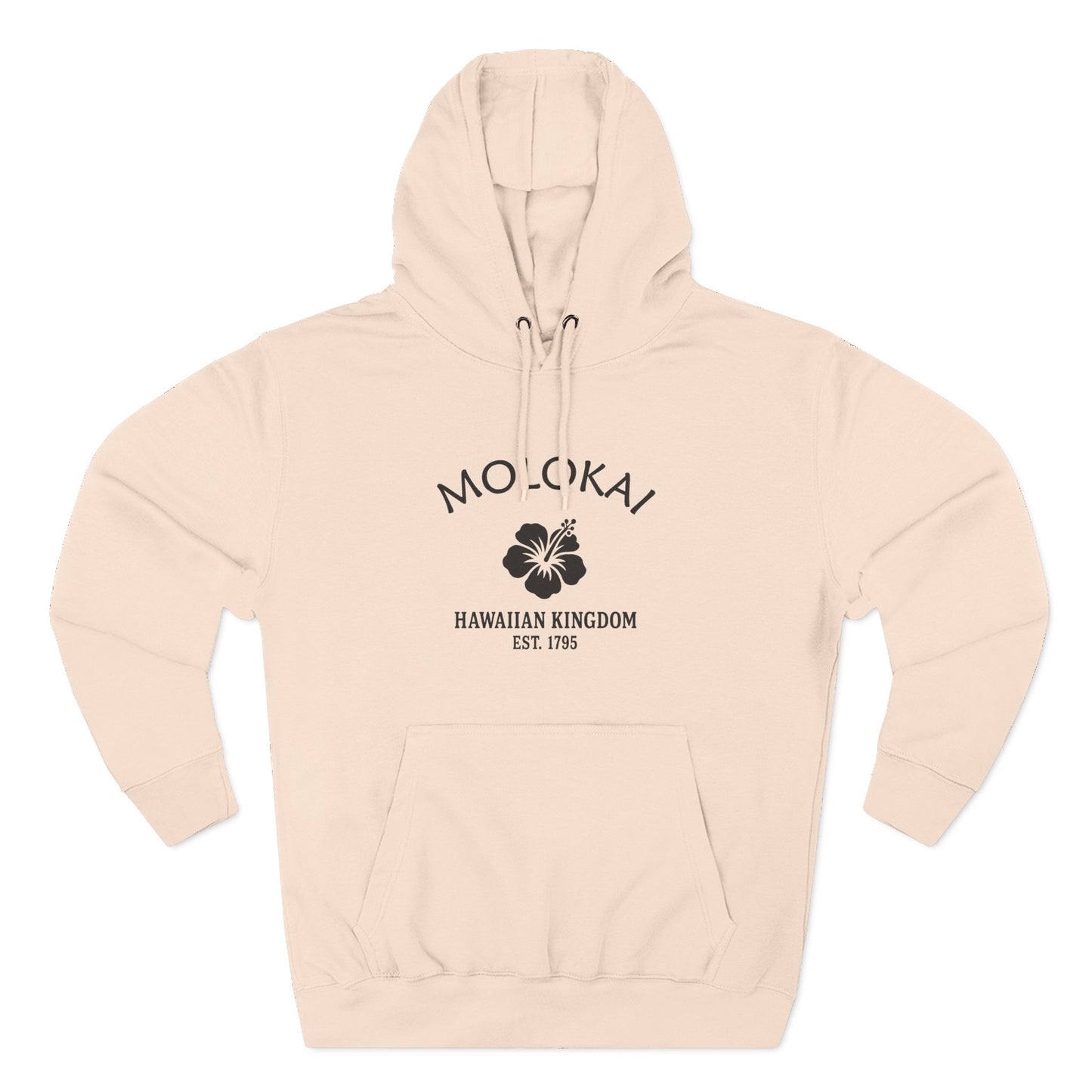 Molokai Hawaii Vintage Retro Unisex Heavy Cotton Hoodie - Black Logo