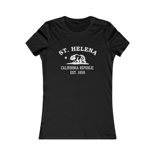 St Helena California Vintage Retro Womens Fitted Ringspun Cotton Tee - White Logo