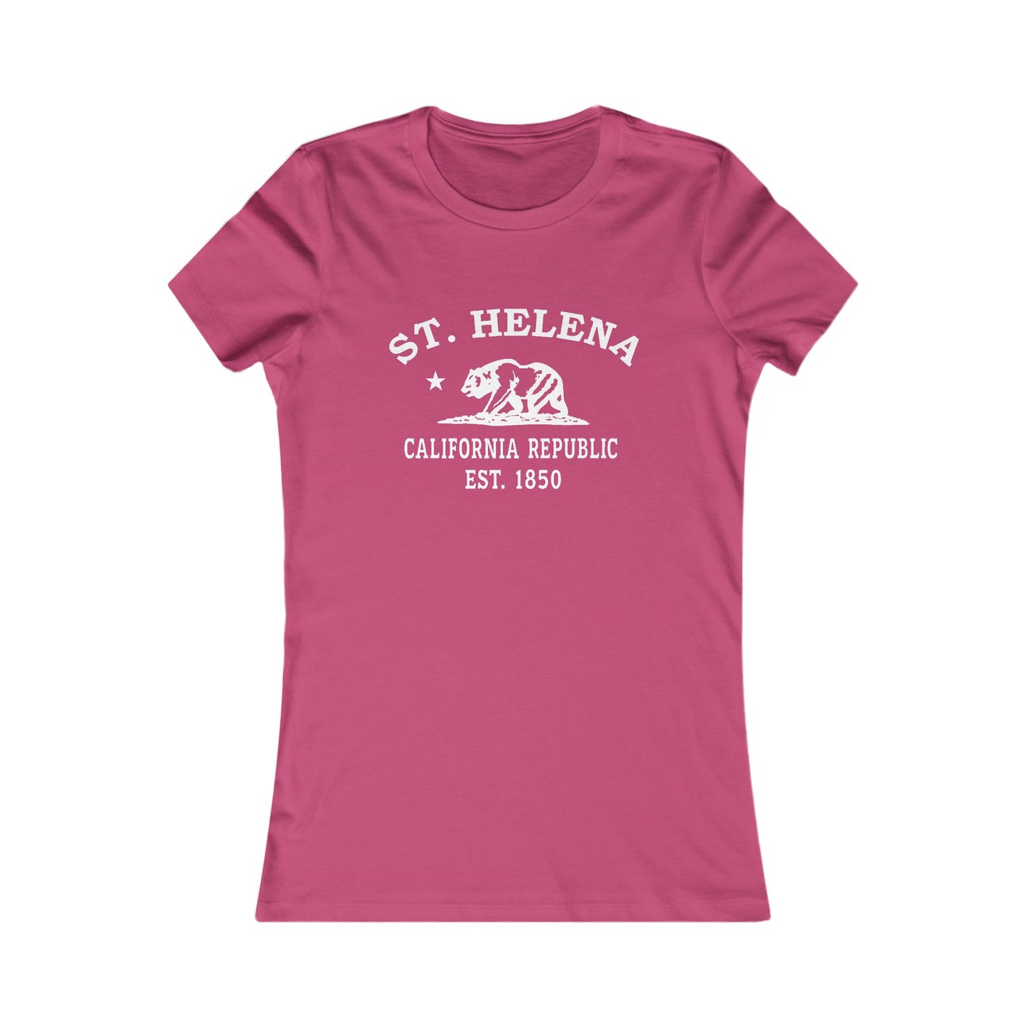 St Helena California Vintage Retro Womens Fitted Ringspun Cotton Tee - White Logo