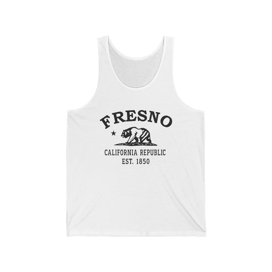 Fresno California Vintage Retro Unisex Cotton Jersey Tank Top - Black Logo