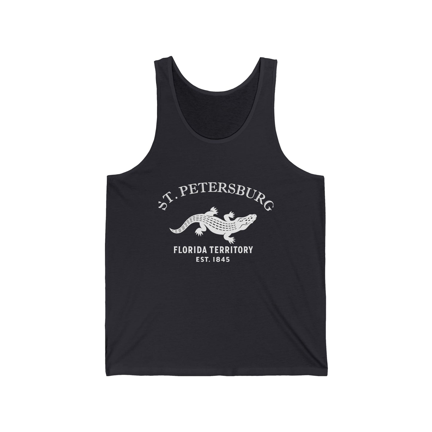 St Petersburg Florida Unisex Cotton Jersey Tank Top - White Logo