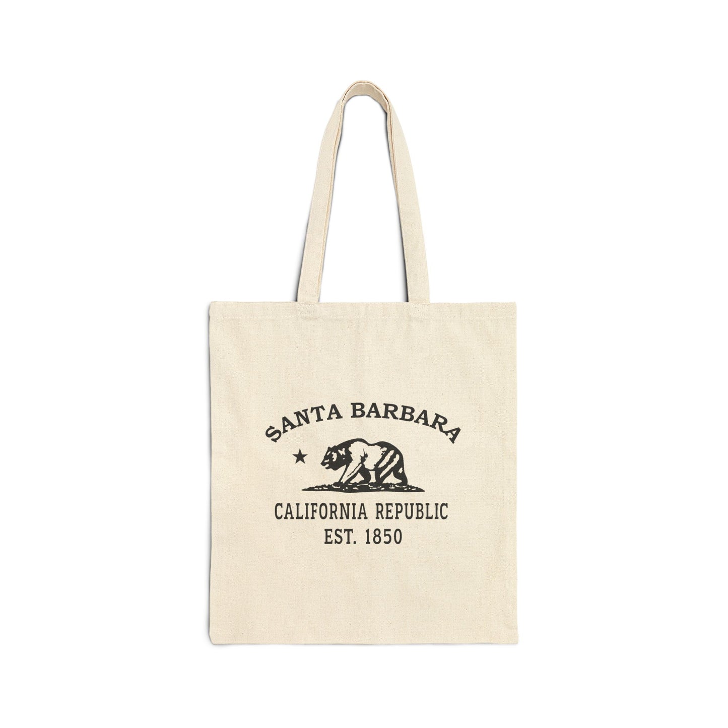 Santa Barbara California Vintage Retro Cotton Canvas Tote Bag - Black Logo