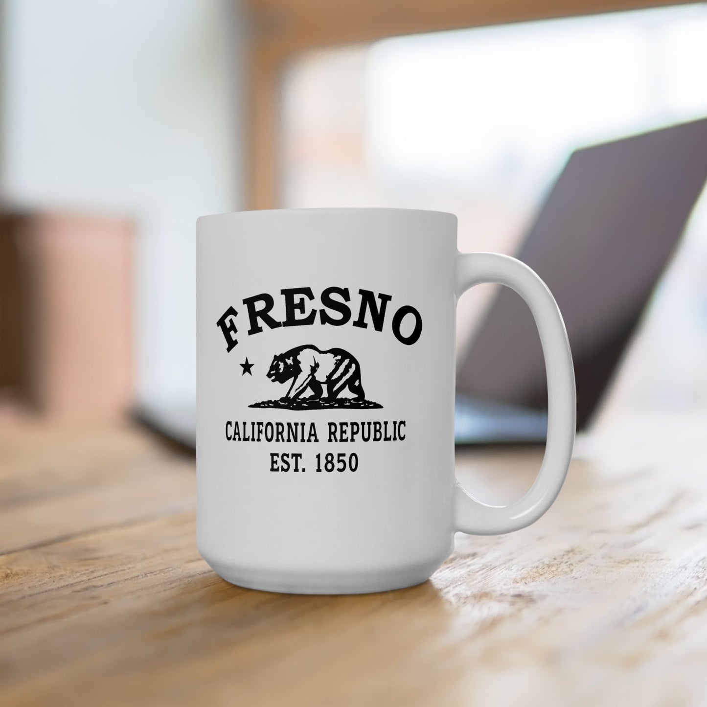 Fresno California Vintage Retro Ceramic Mug - Black Logo