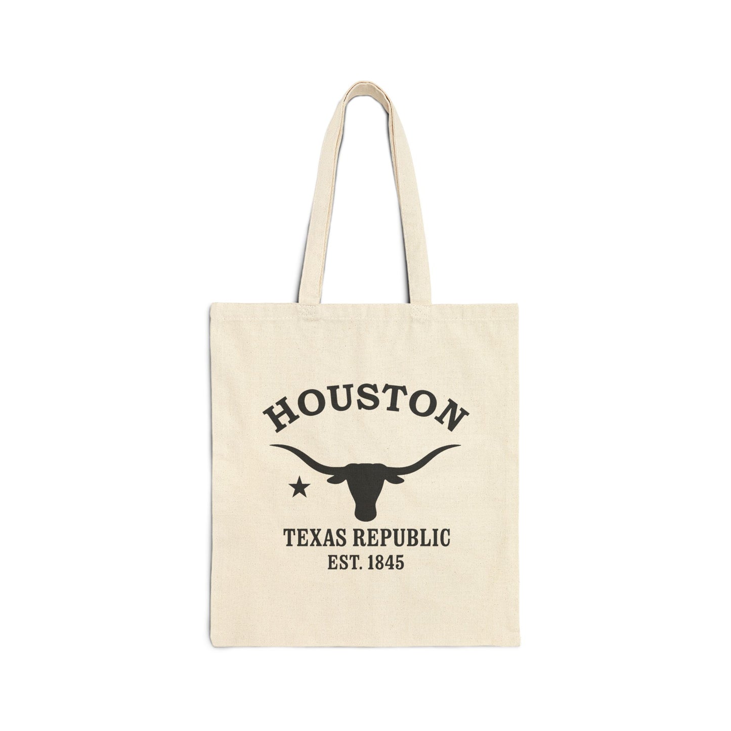 Houston Texas Vintage Retro Cotton Canvas Tote Bag - Black Logo