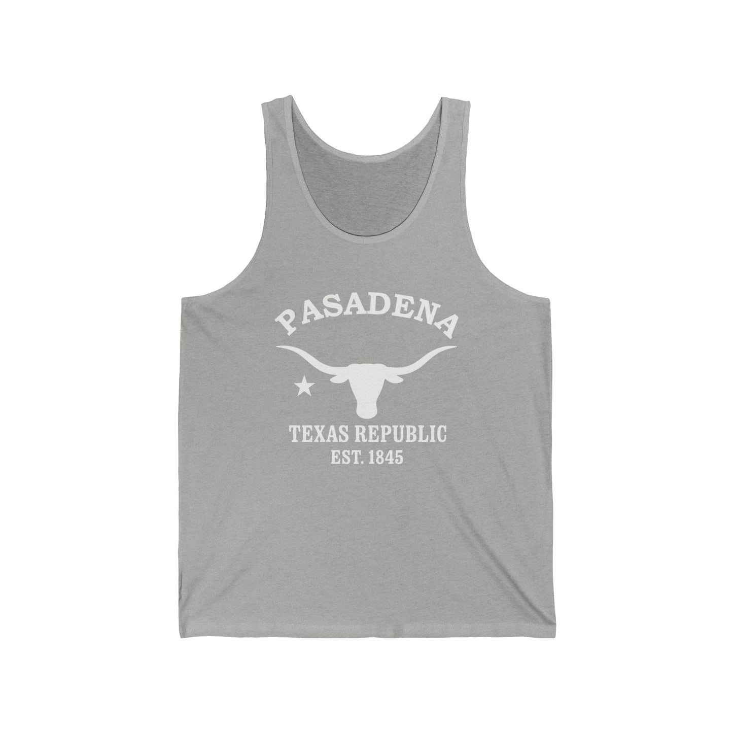 Pasadena Texas Unisex Cotton Jersey Tank Top - White Logo