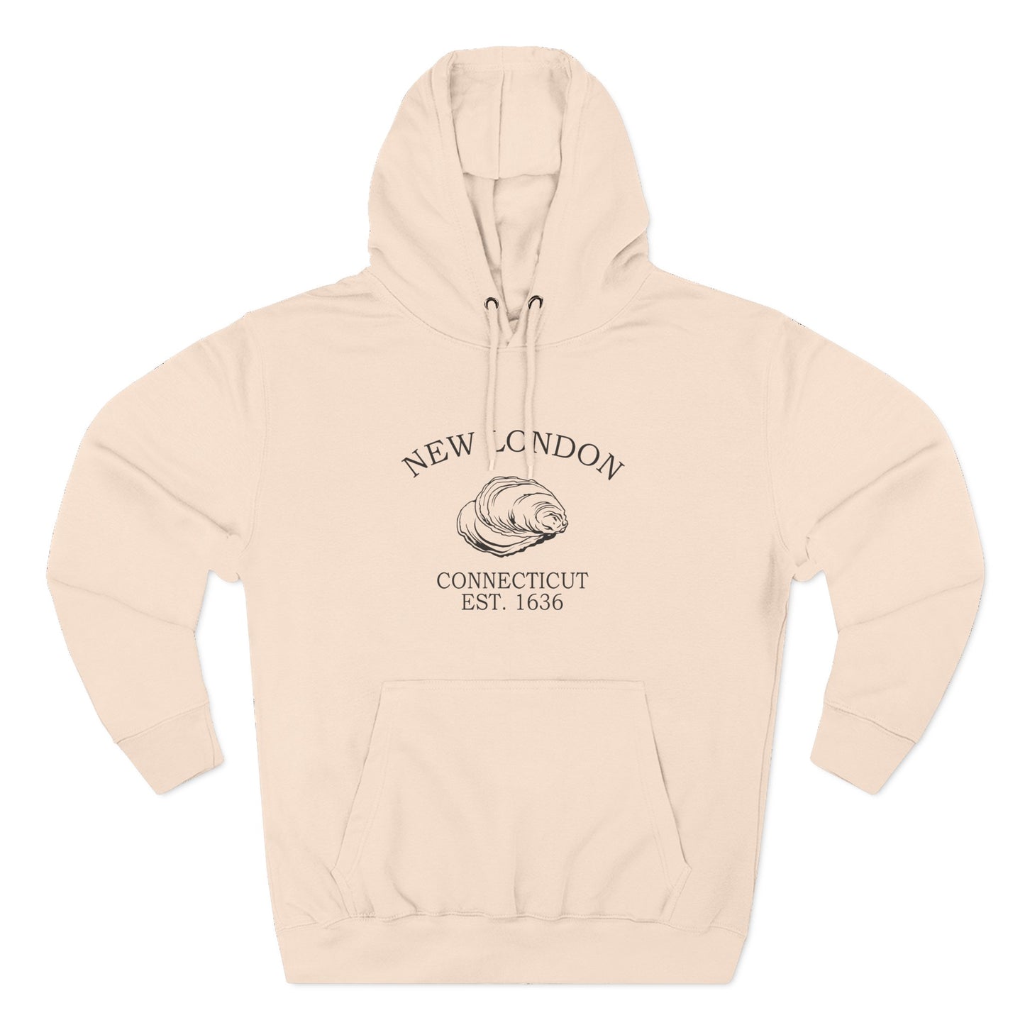 New London Connecticut Vintage Retro Unisex Heavy Cotton Hoodie - Black Logo