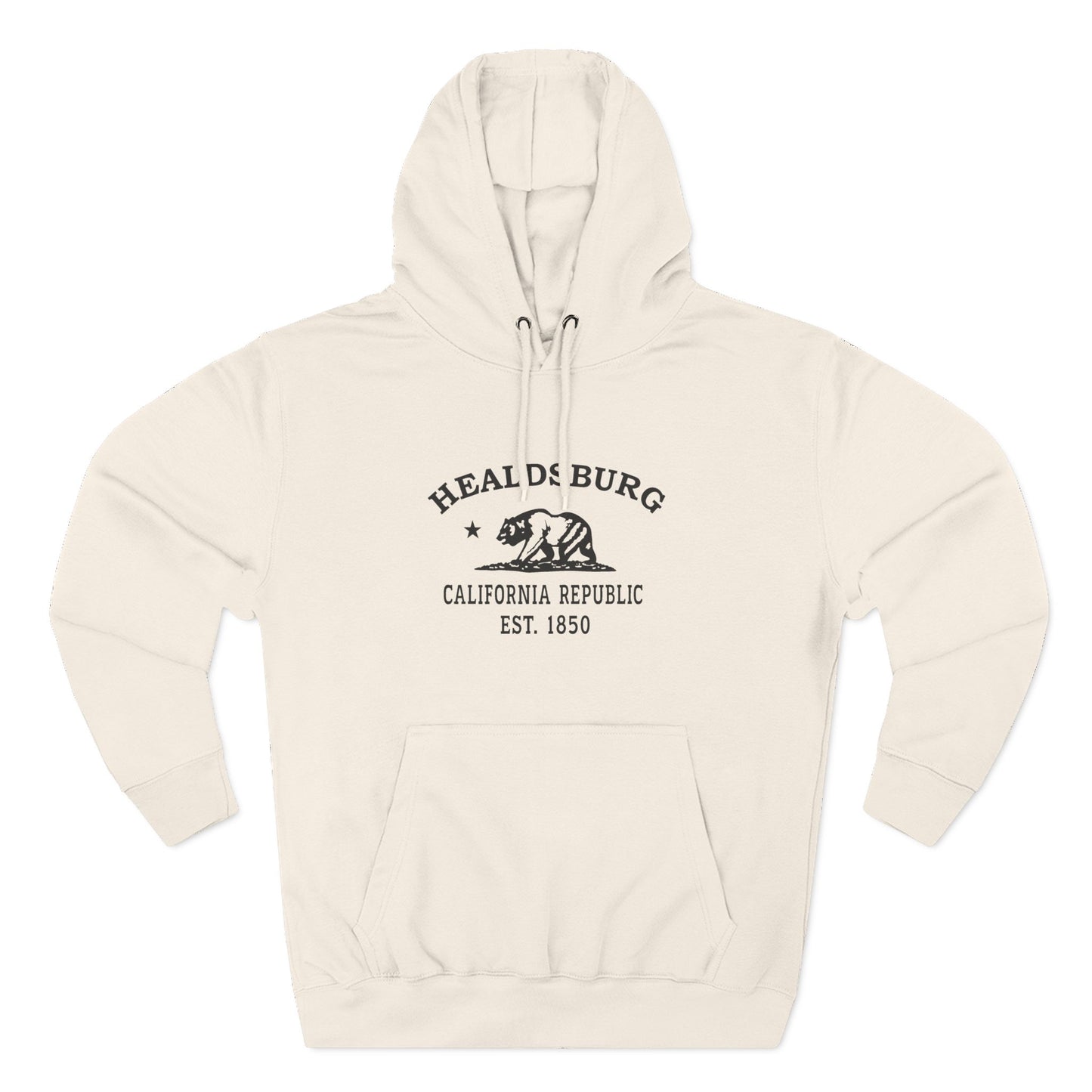 Healdsburg California Vintage Retro Unisex Heavy Cotton Hoodie - Black Logo