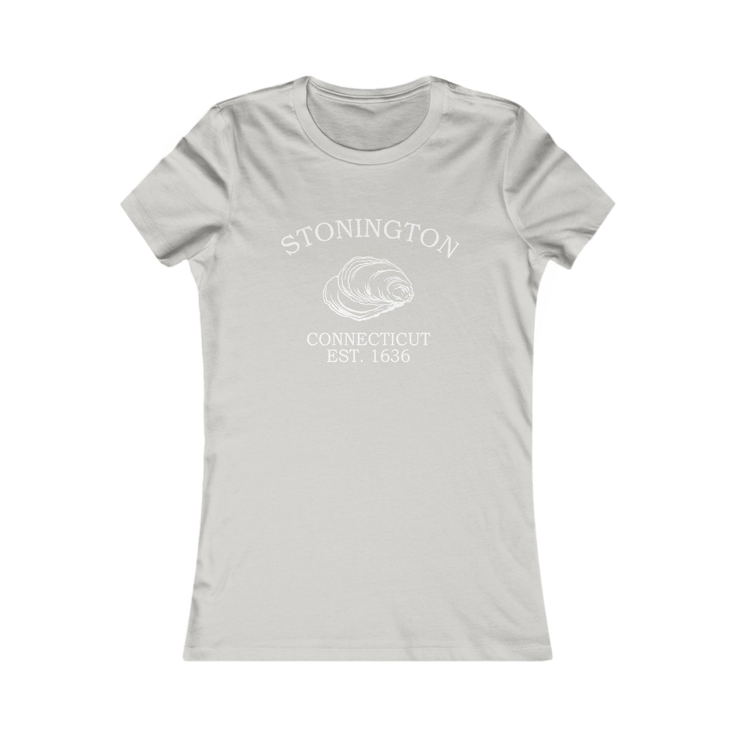 Stonington Connecticut Vintage Retro Womens Fitted Ringspun Cotton Tee - White Logo