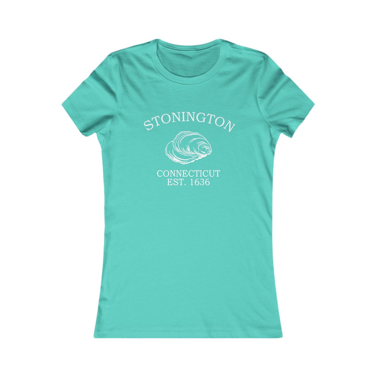 Stonington Connecticut Vintage Retro Womens Fitted Ringspun Cotton Tee - White Logo