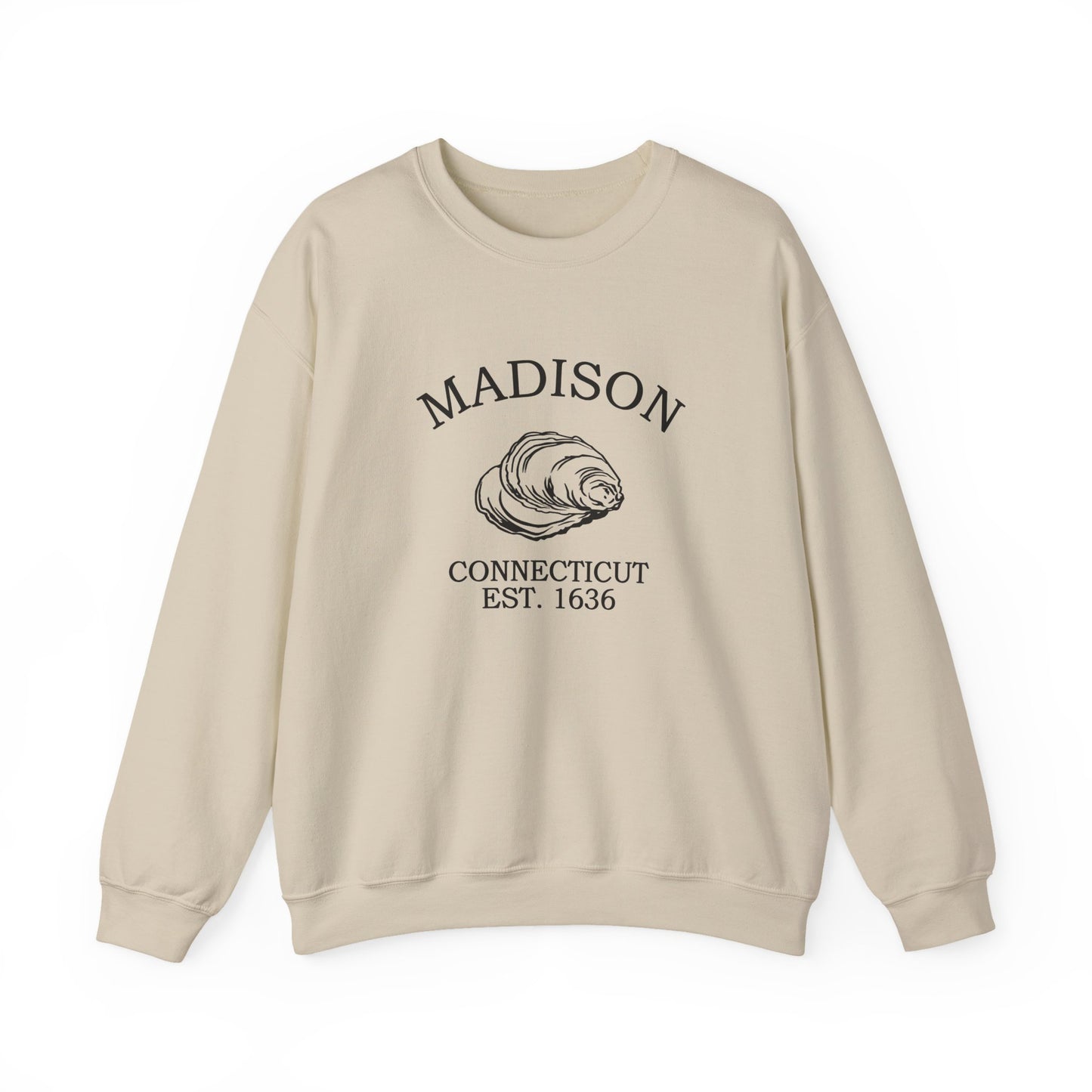 Madison Connecticut Vintage Retro Unisex Heavy Crewneck Sweatshirt - Black Logo