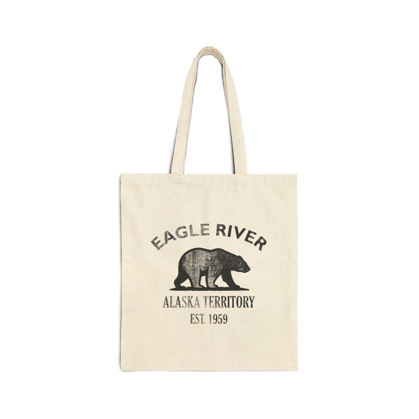 Eagle River Alaska Vintage Retro Cotton Canvas Tote Bag - Black Logo