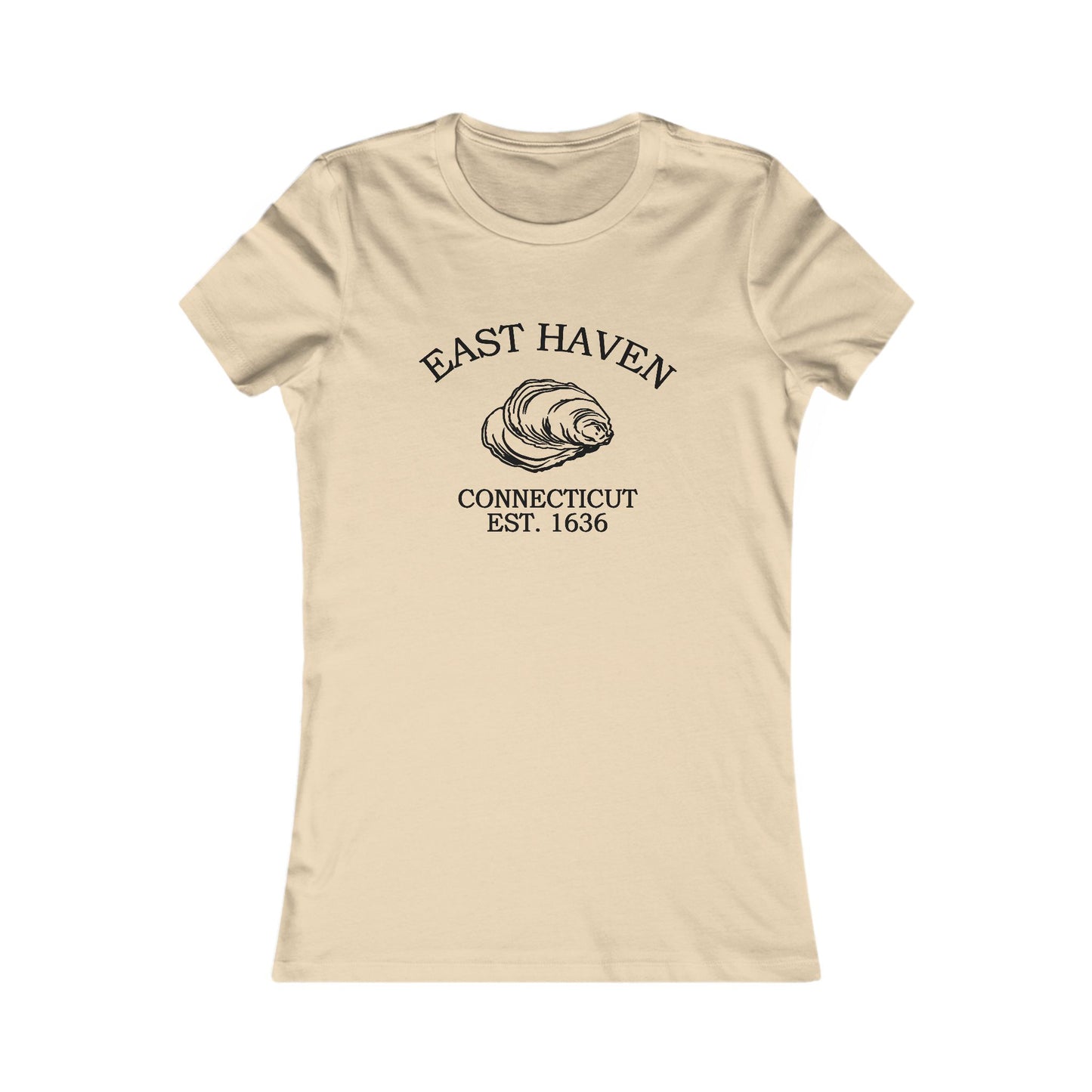 East Haven Connecticut Vintage Retro Womens Fitted Ringspun Cotton Tee - Black Logo
