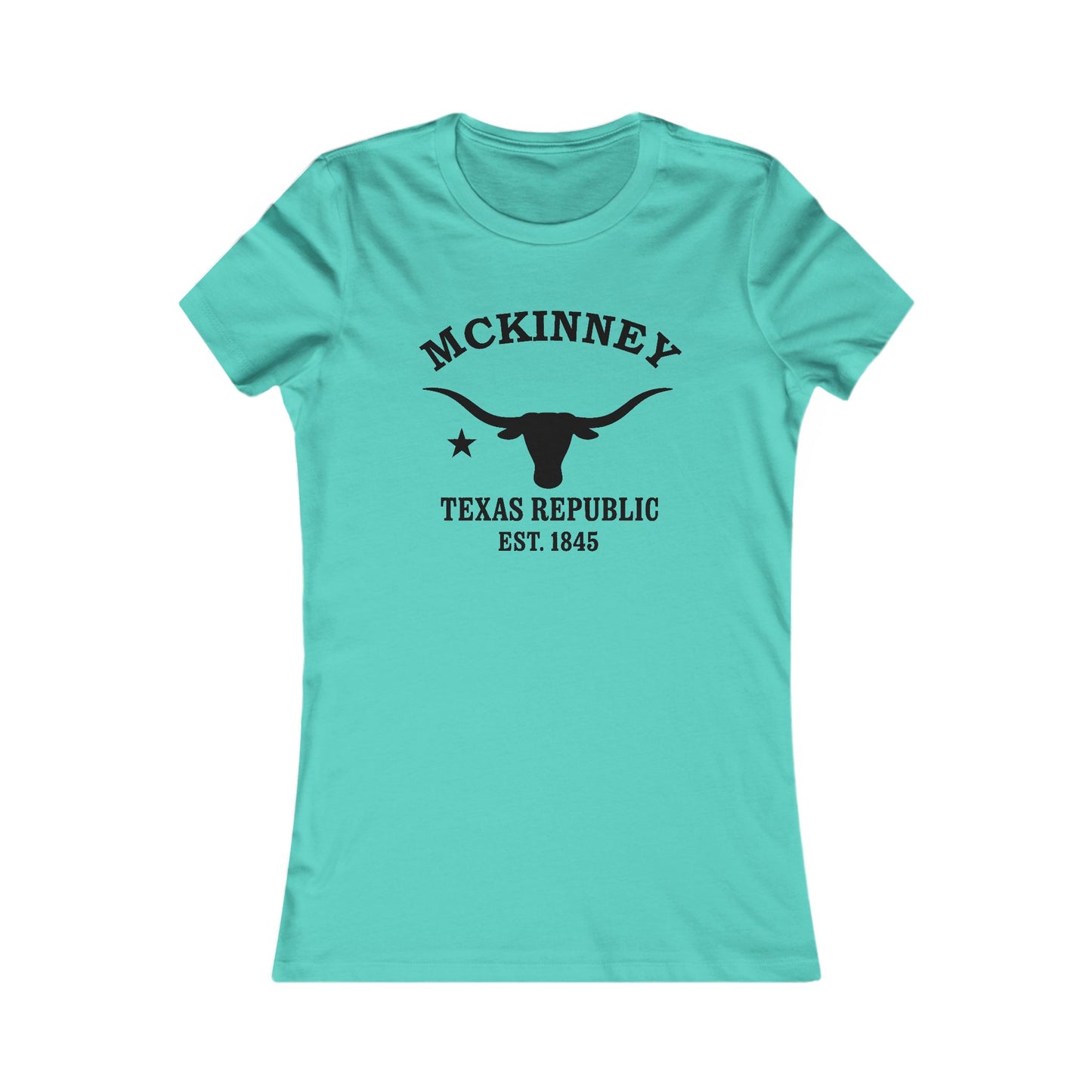 McKinney Texas Ringspun Cotten Fitted Vintage Retro Womens Tee - Black Logo