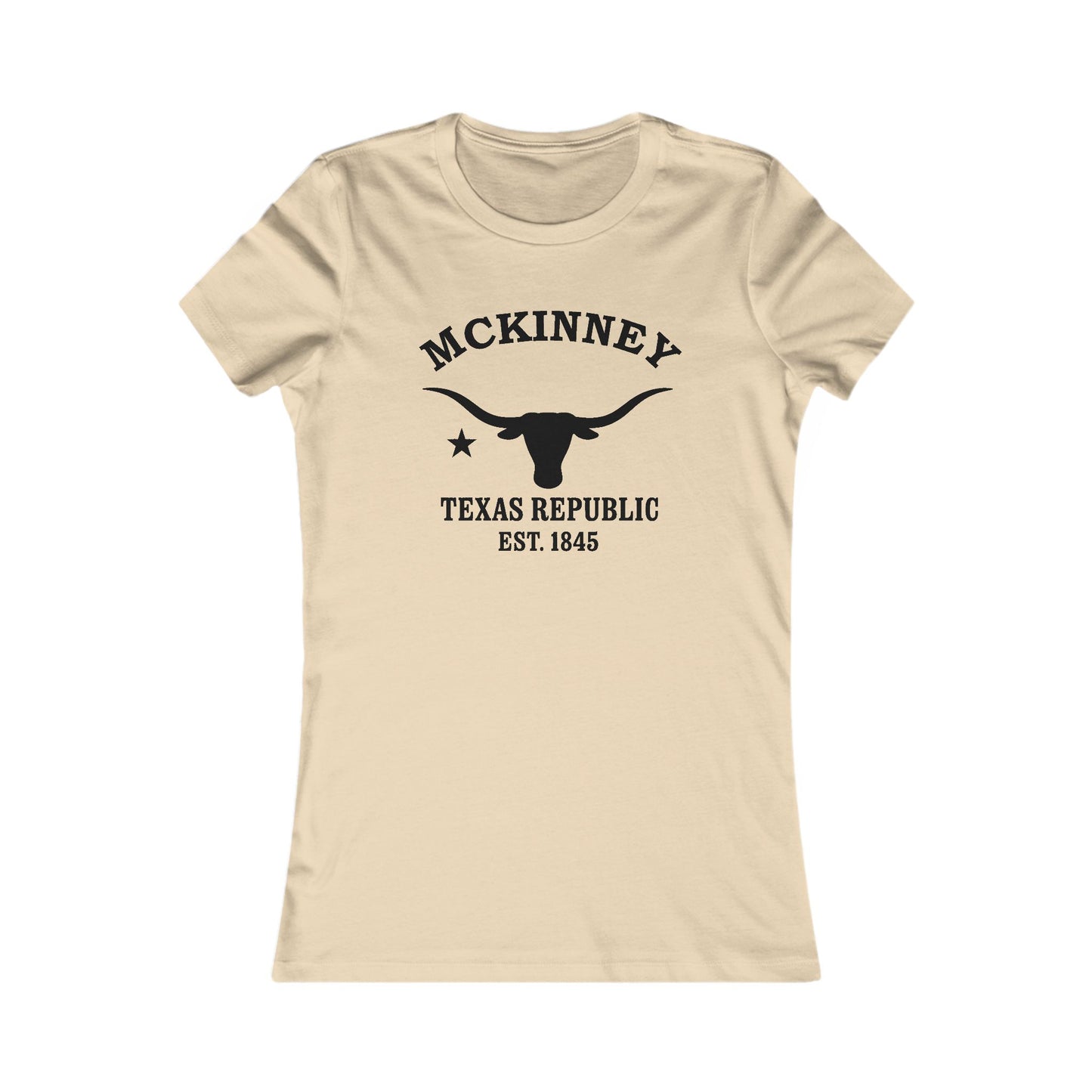 McKinney Texas Ringspun Cotten Fitted Vintage Retro Womens Tee - Black Logo