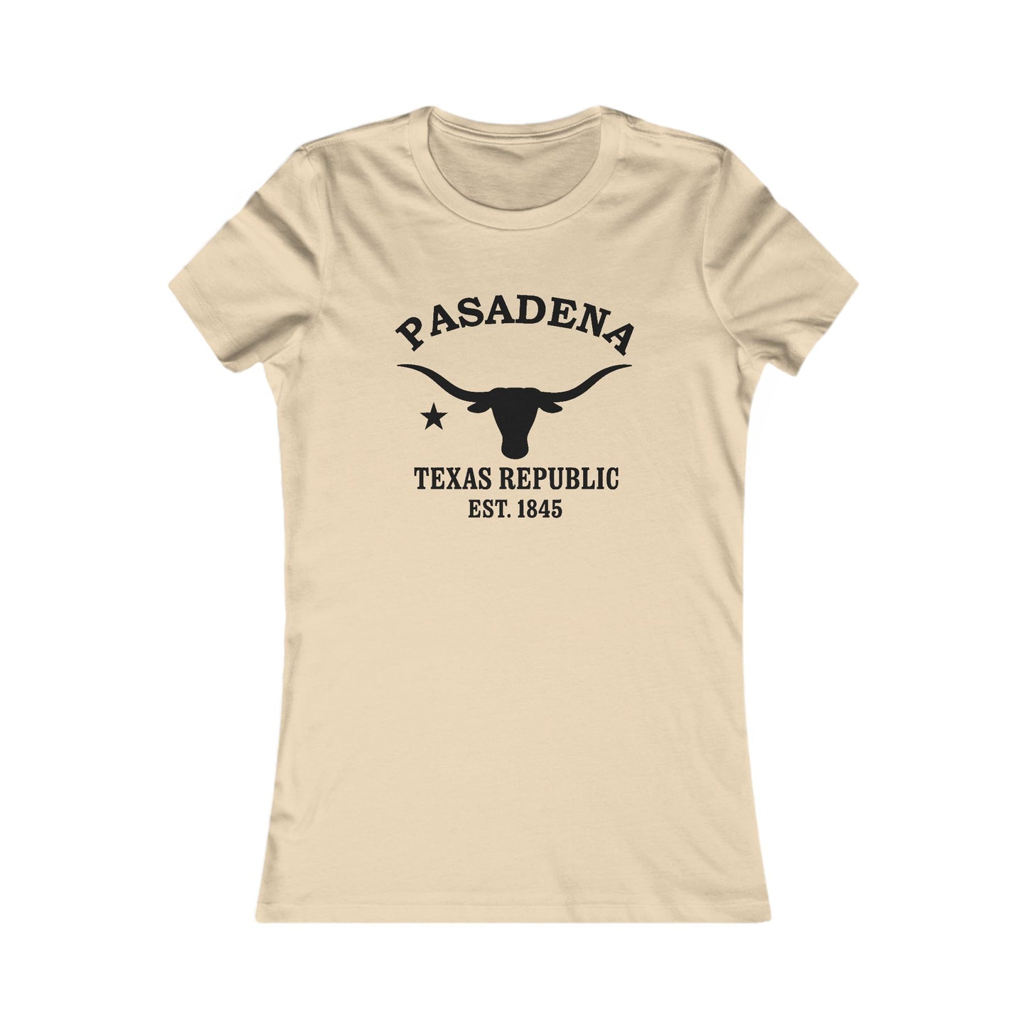 Pasadena Texas Ringspun Cotten Fitted Vintage Retro Womens Tee - Black Logo