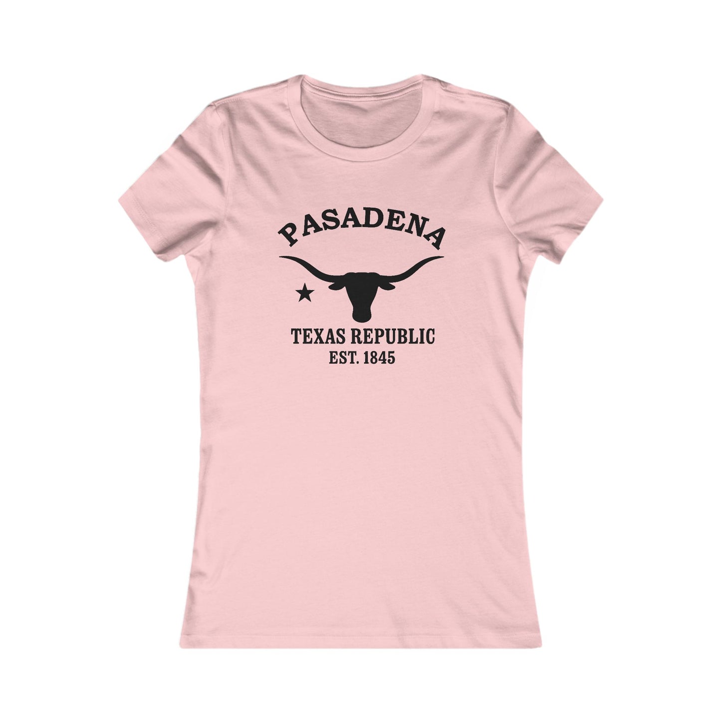 Pasadena Texas Ringspun Cotten Fitted Vintage Retro Womens Tee - Black Logo