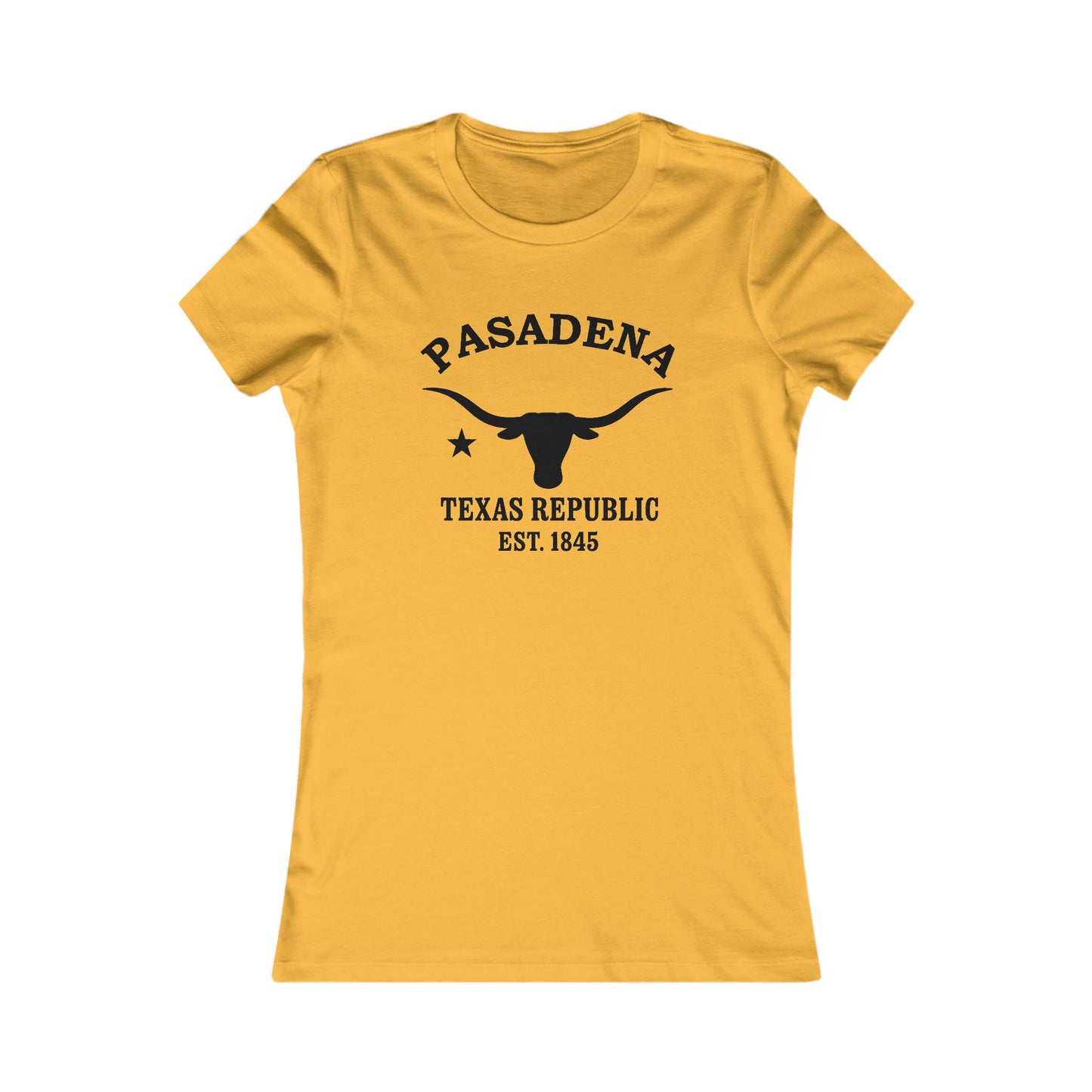 Pasadena Texas Ringspun Cotten Fitted Vintage Retro Womens Tee - Black Logo