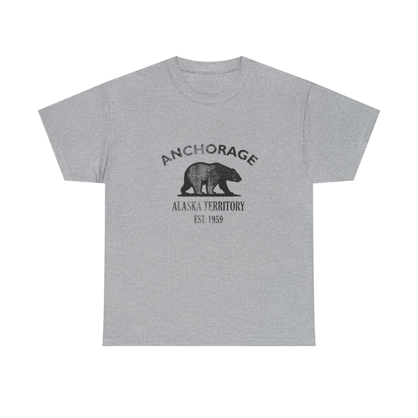 Anchorage Alaska Vintage Retro Unisex Heavy Cotton Tee - Black Logo