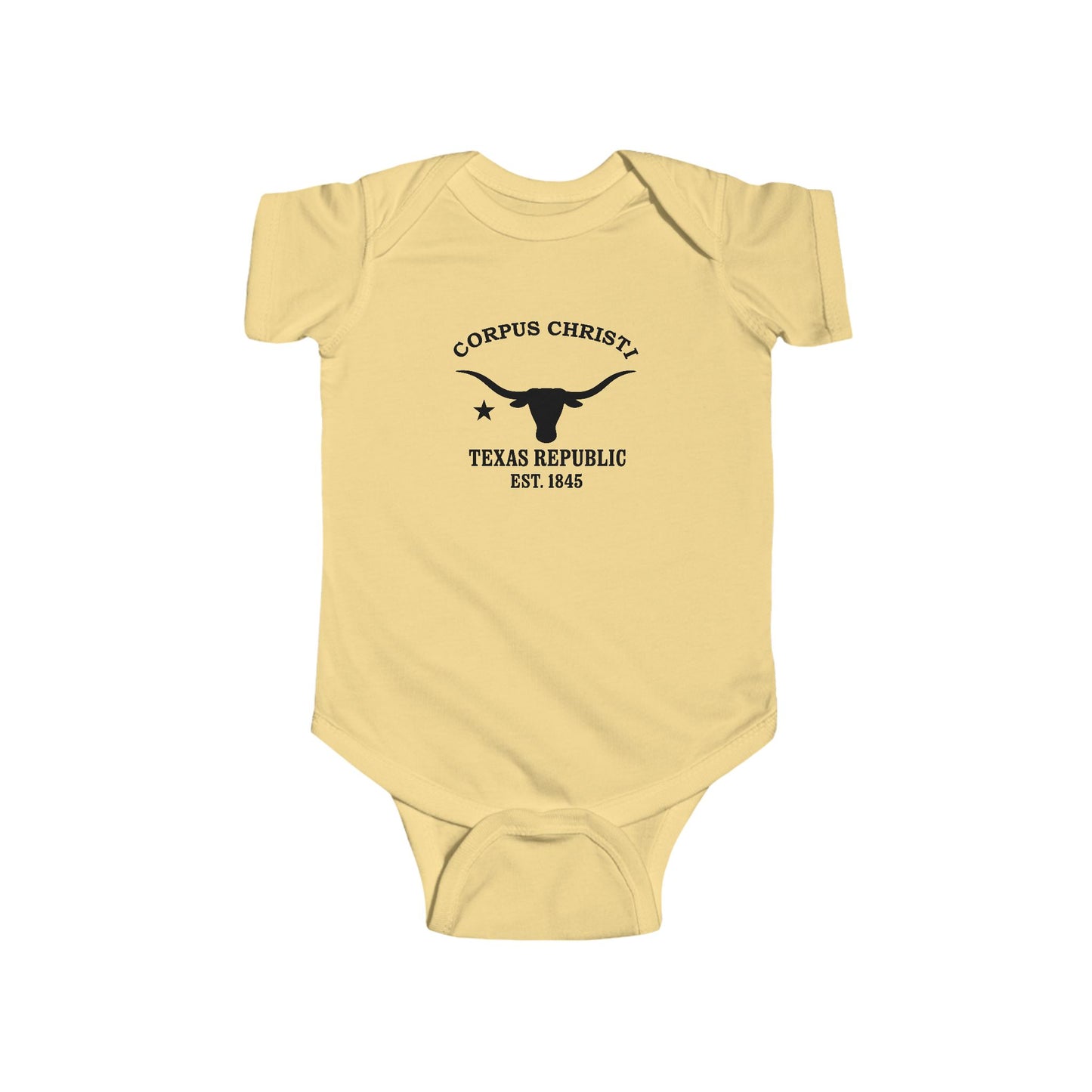 Corpus Christi Texas Vintage Retro Cotton Jersey Baby Bodysuit - Black Logo